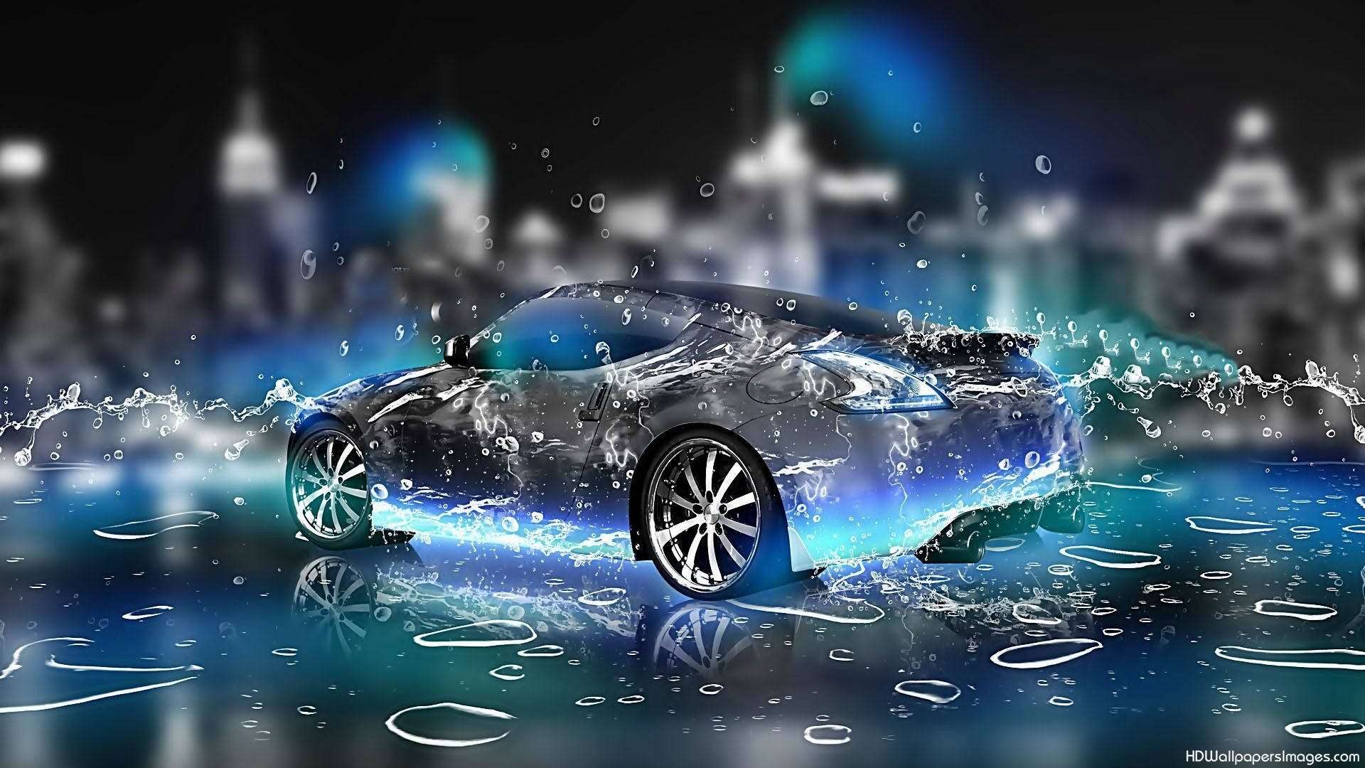 D Nissan 370z Aqua Blue Background