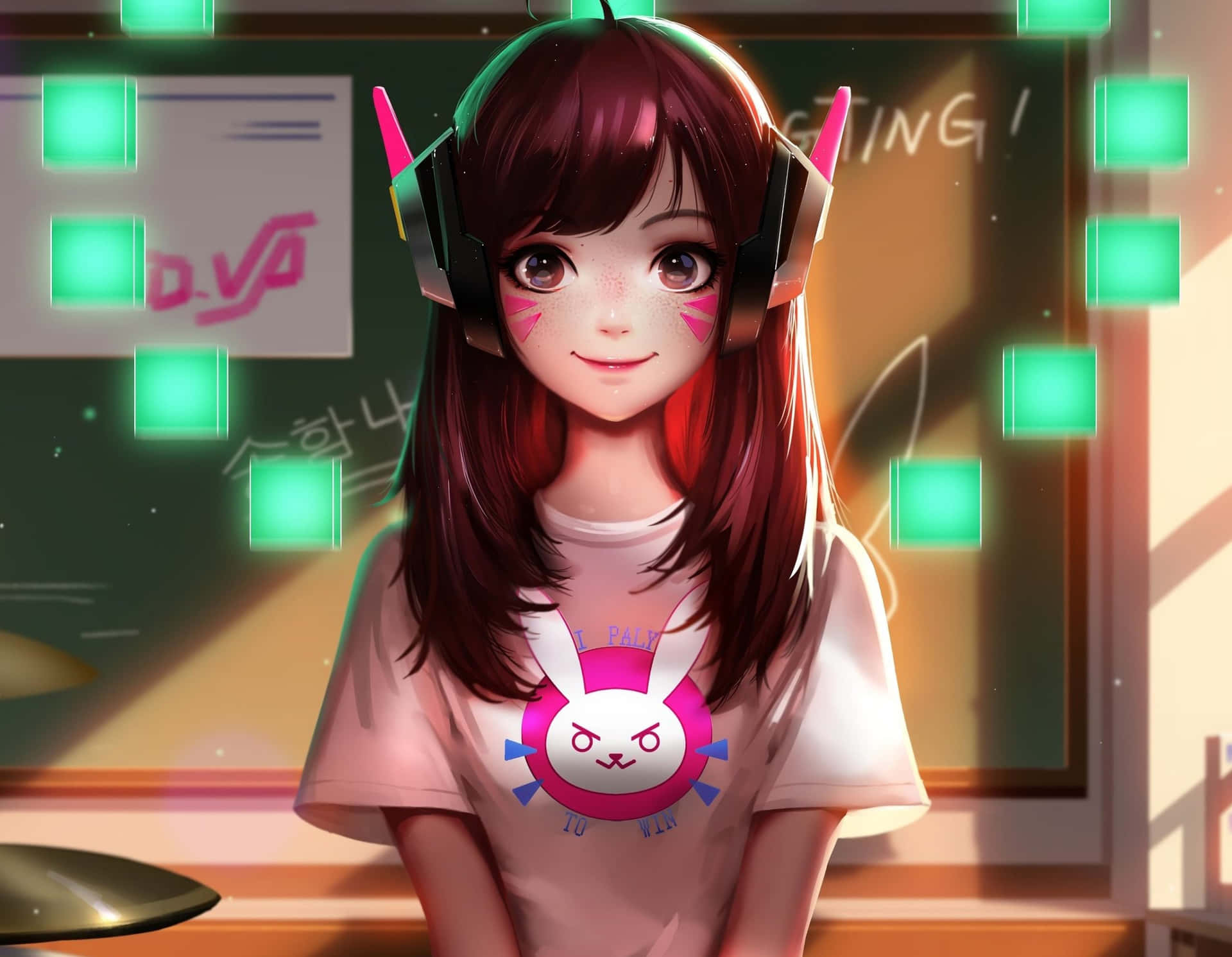 D.va From Overwatch In Action Background