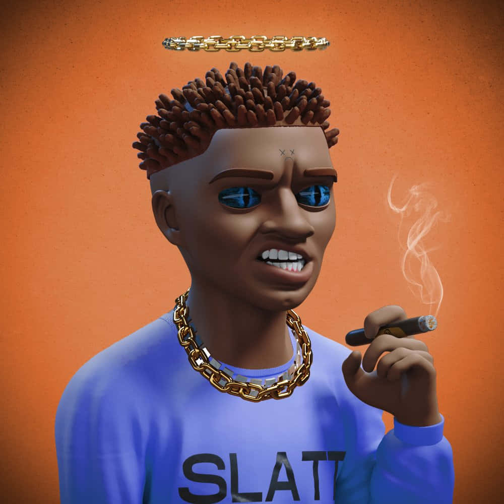 Dababy Cartoon Smoking Tobacco Background