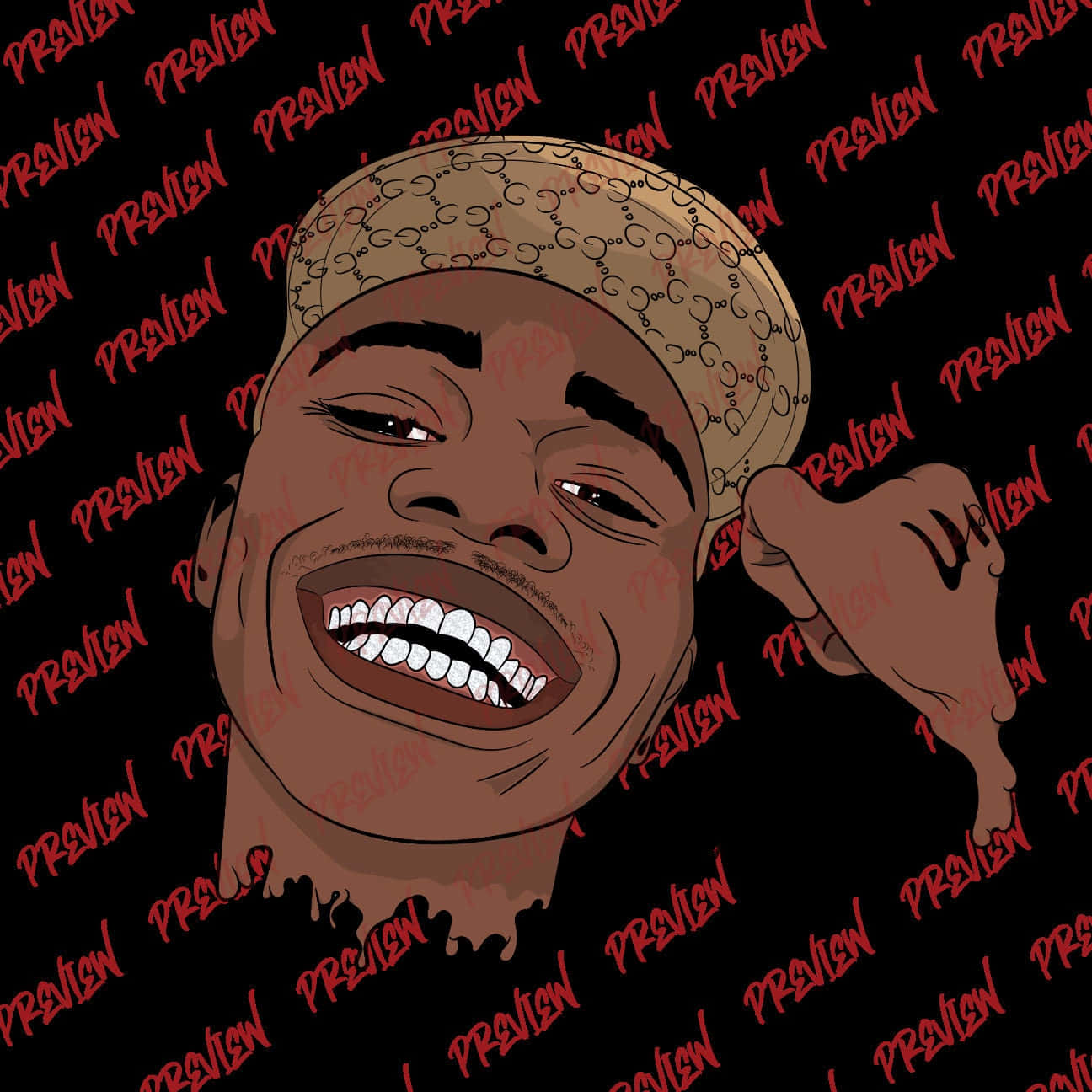 Dababy Cartoon With A Brown Cap Background