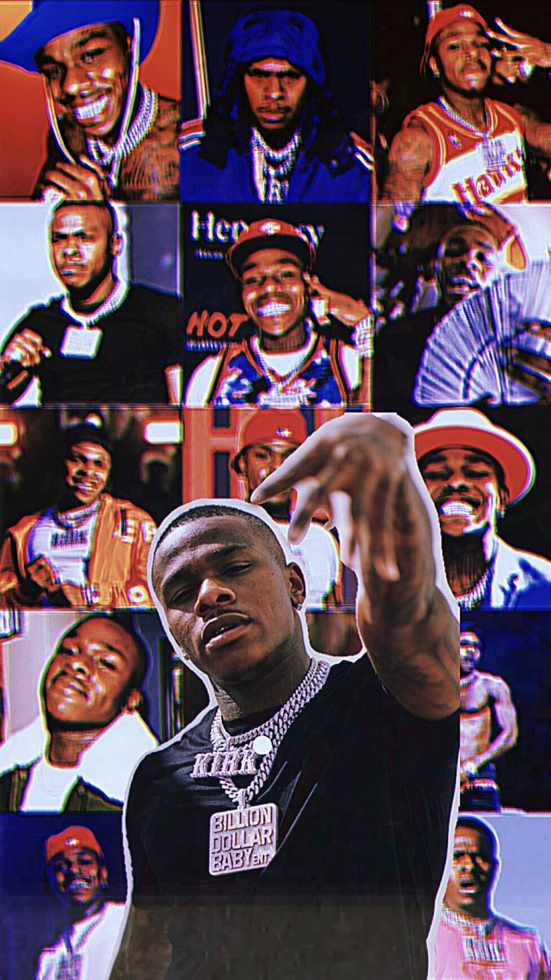 Dababy Phone With Black Shirt And Chains Background