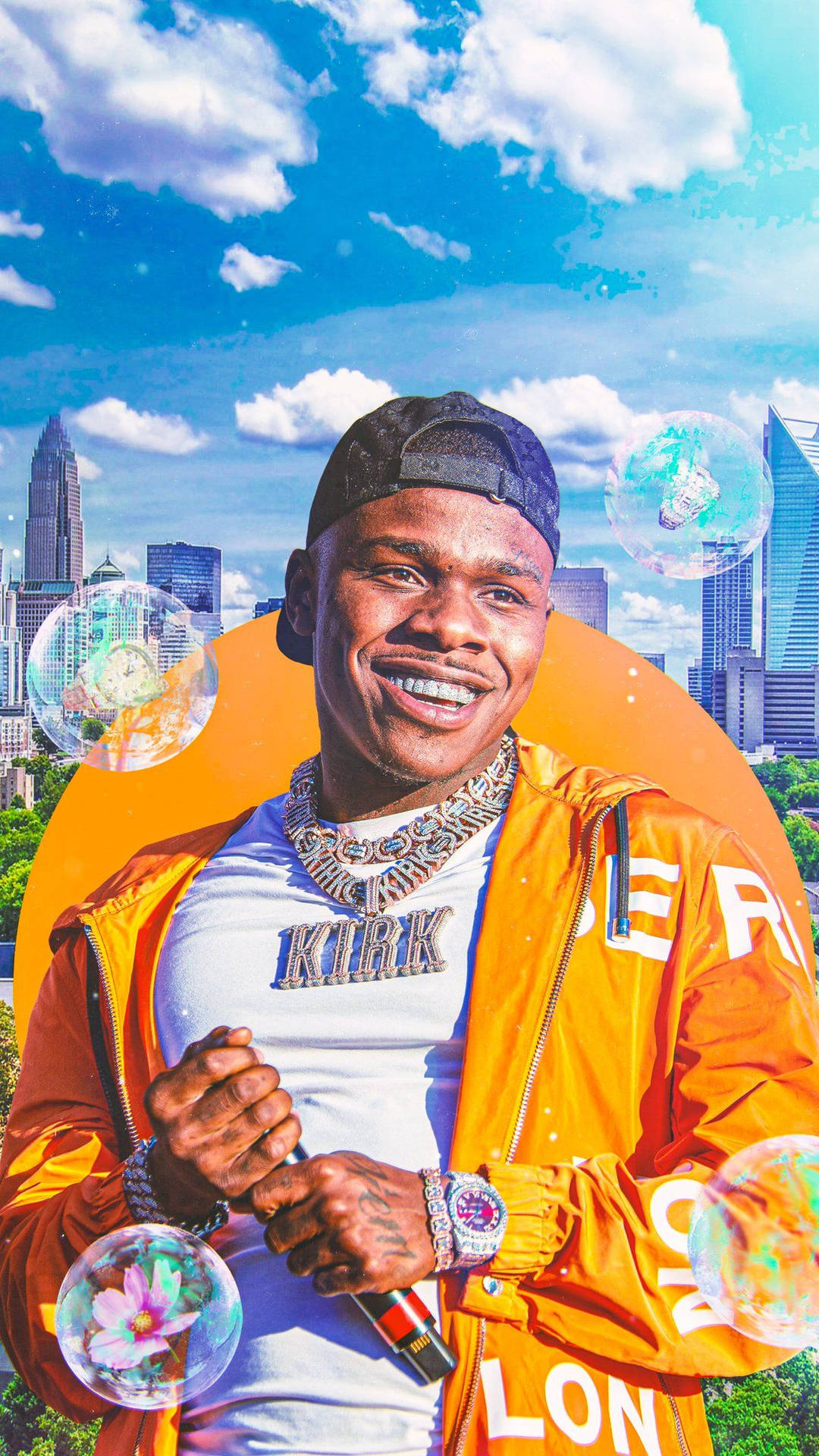 Dababy Phone With Bubbles Floating Background