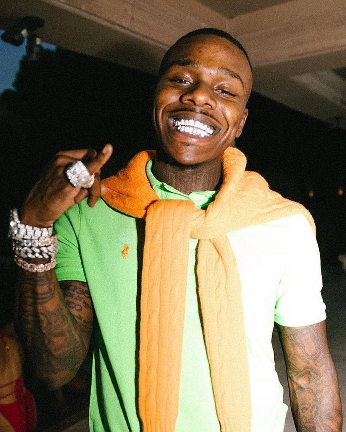 Dababy Phone With Green Shirt Background