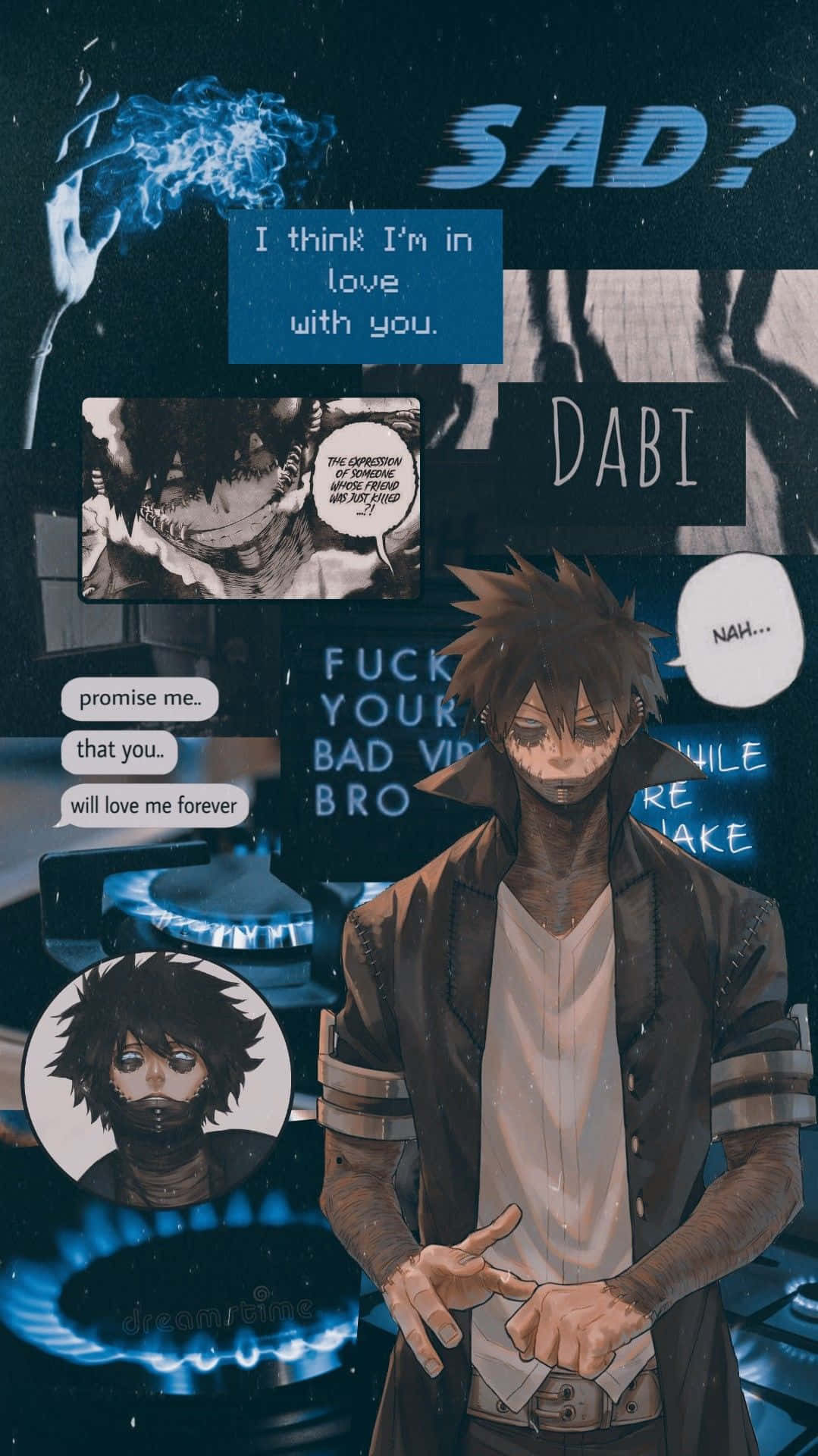 Dabi Black And Blue Collage Art Phone Background