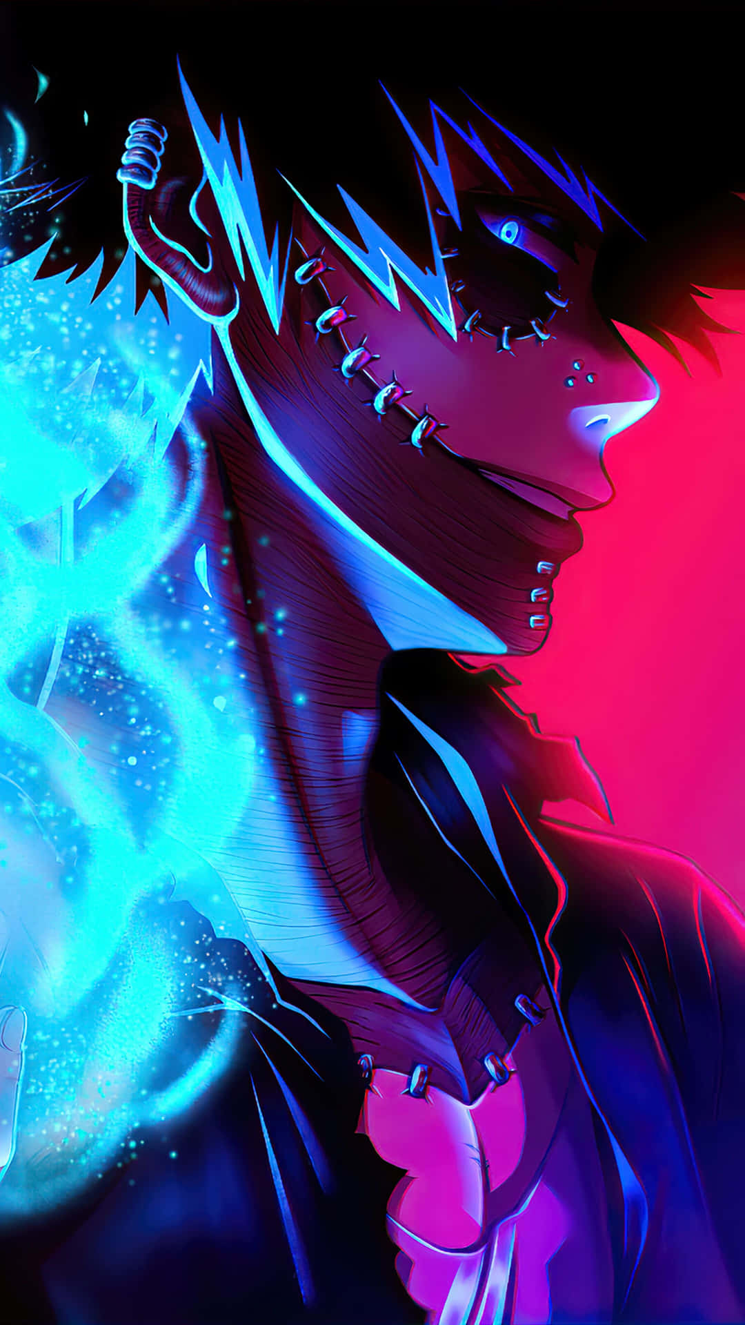 Dabi Glowing Bkue Light Pink Cnavas Phone Background