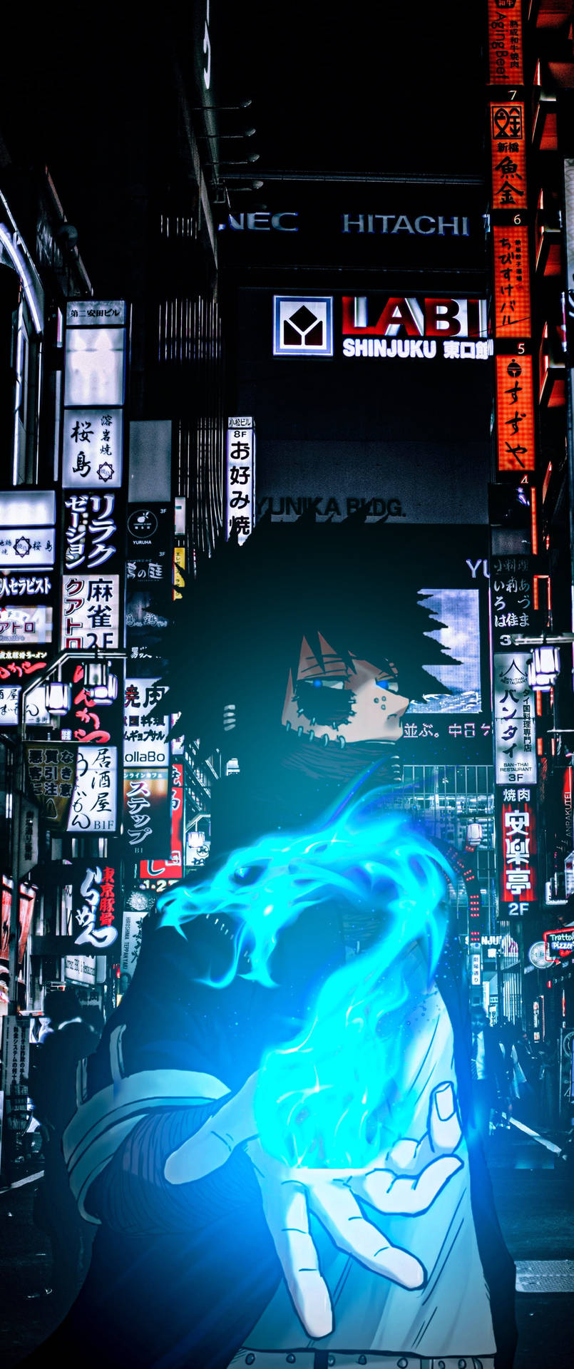 Dabi With Blue Fire In My Hero Academia Phone Background