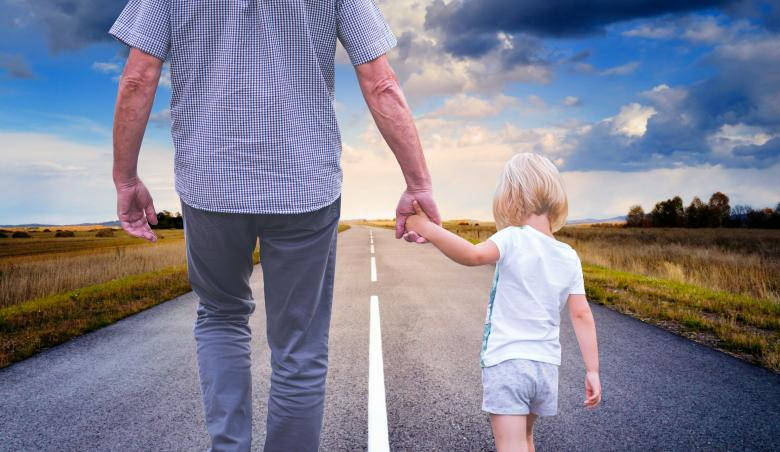 Dad And Son Walking Background