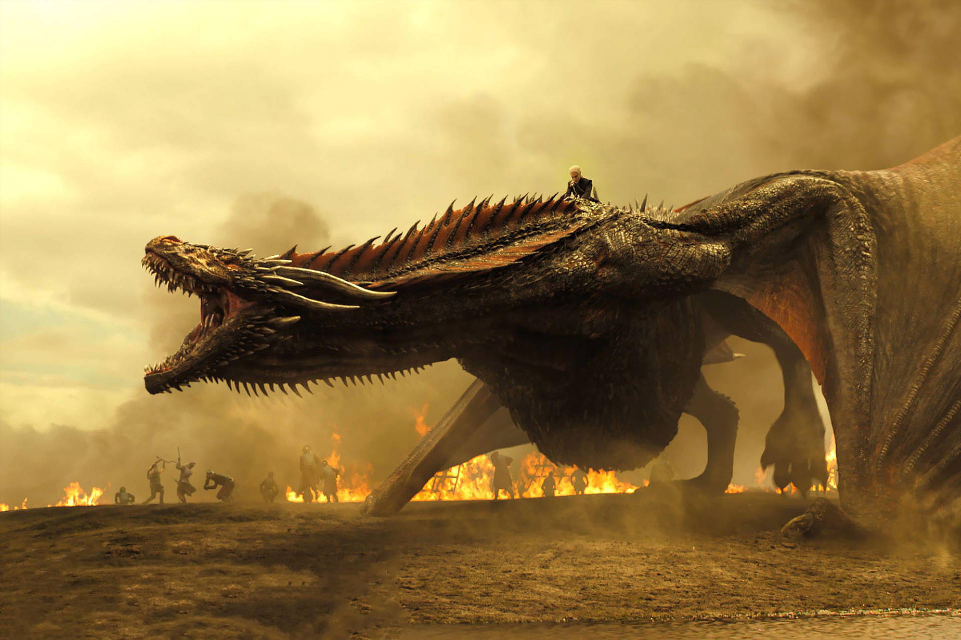 Daenerys Targaryen Dragon Fire Battle Background