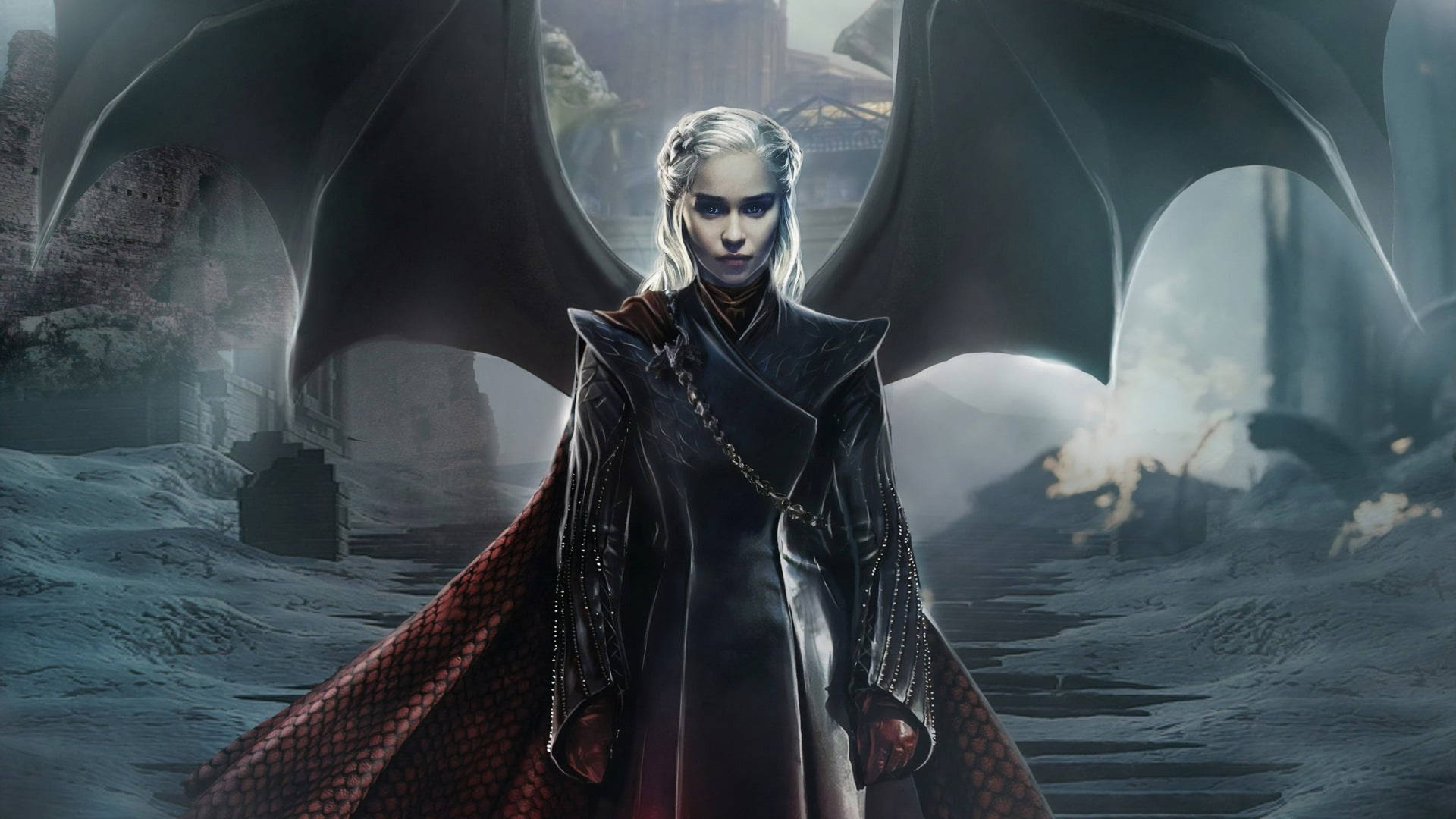 Daenerys Targaryen Dragon Wings Art Background