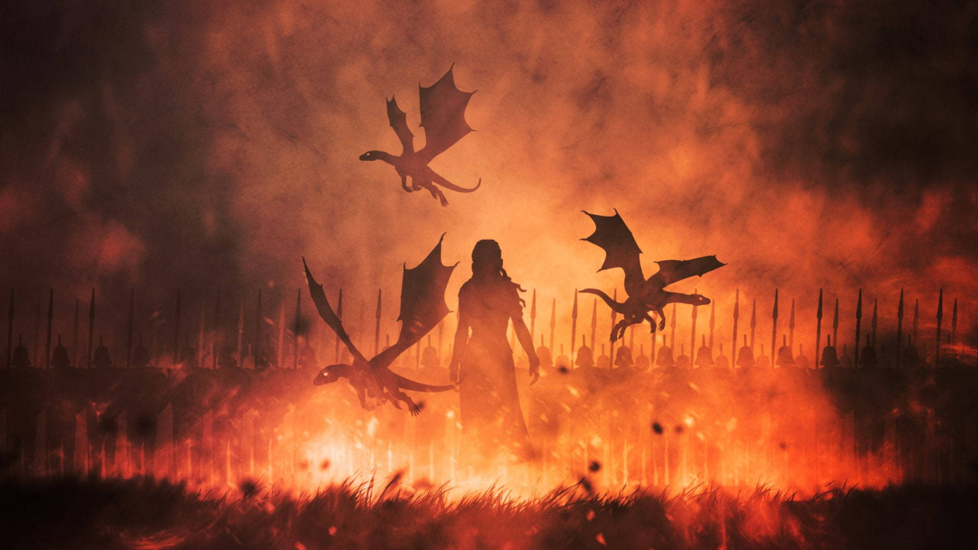 Daenerys Targaryen Fire Silhouette Background