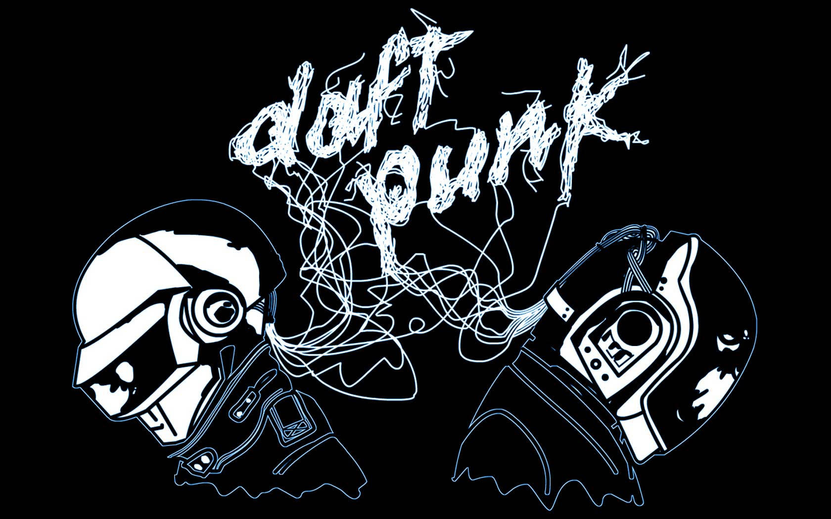Daft Punk Doodle Art Background