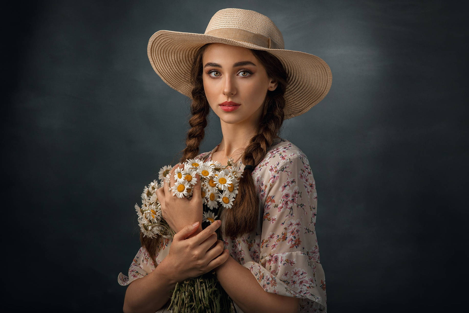 Daisy Bouquet And Braids Background