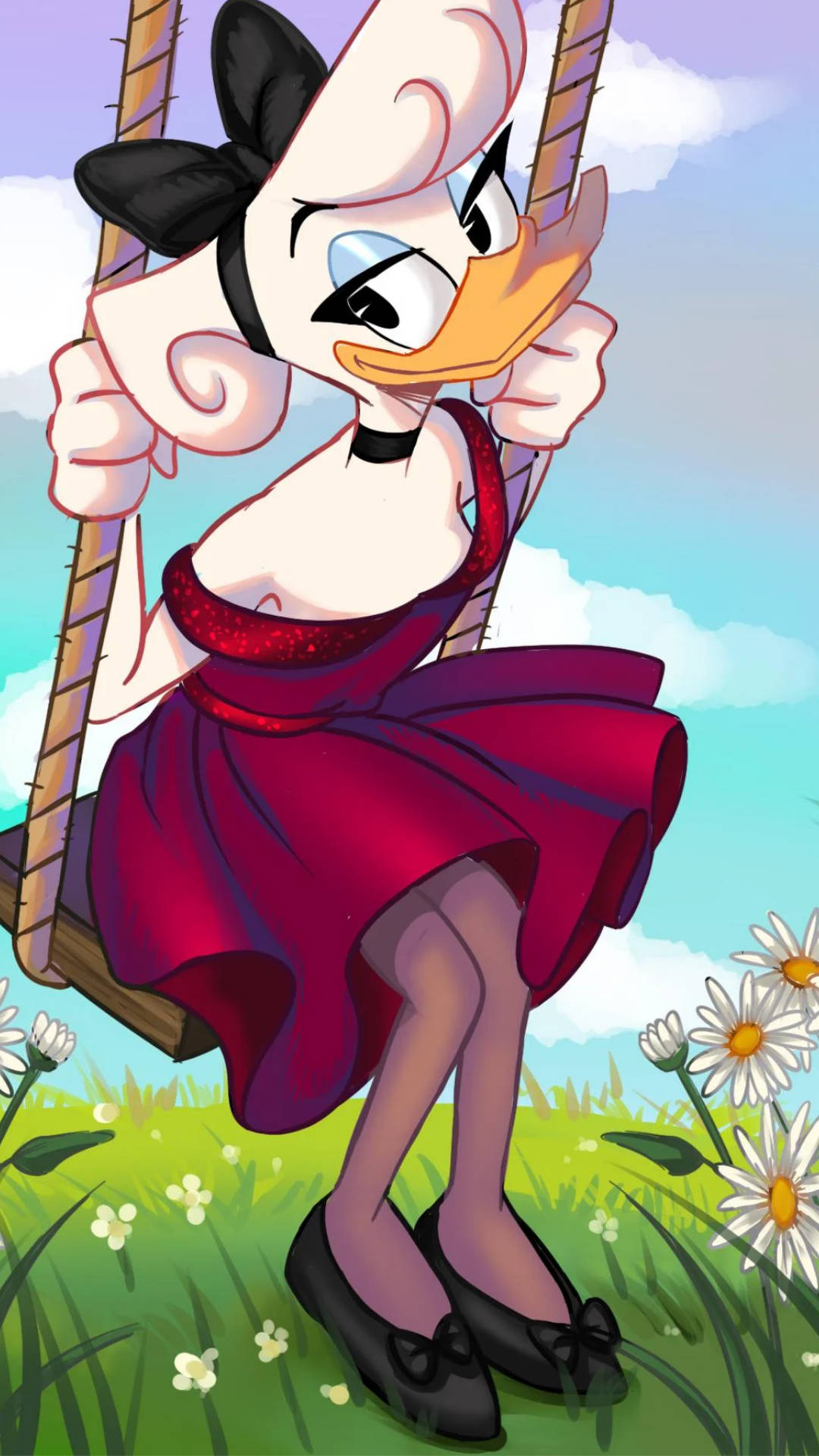 Daisy Duck In A Swing Background