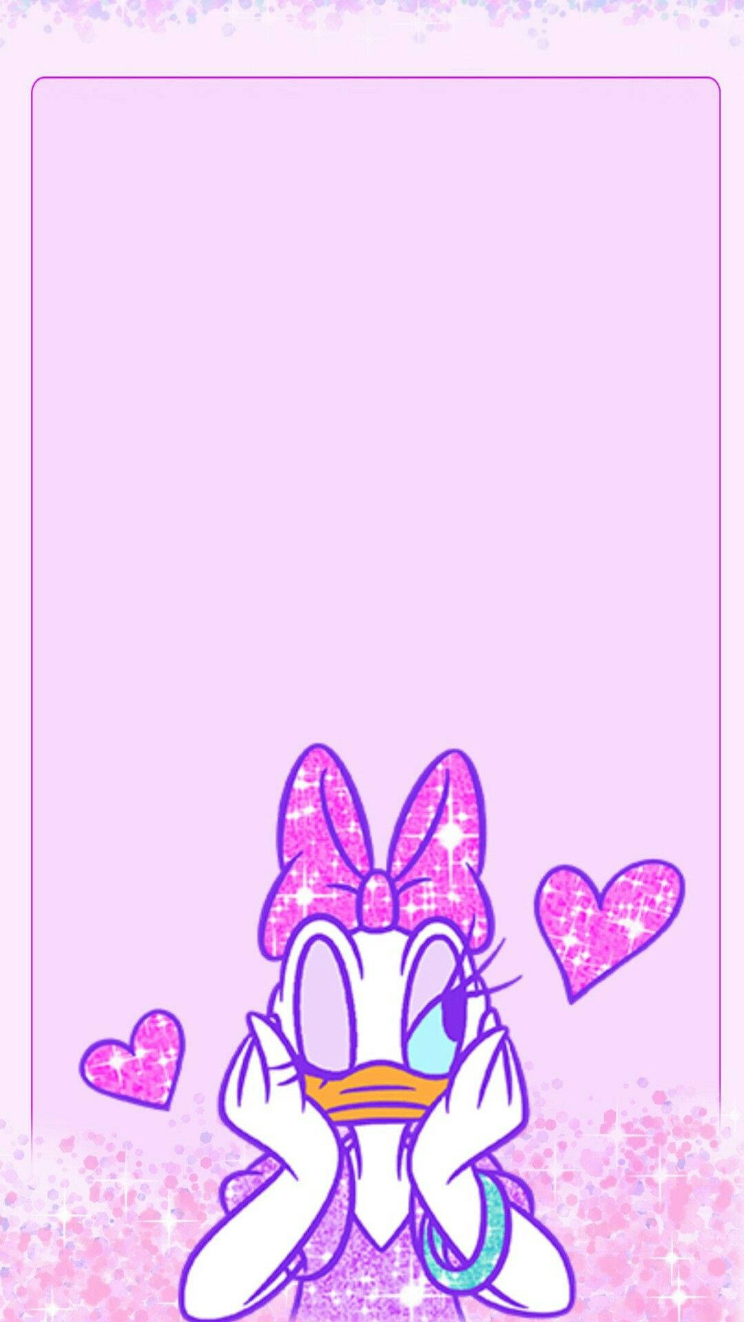 Daisy Duck With Sparkling Ribbon Background