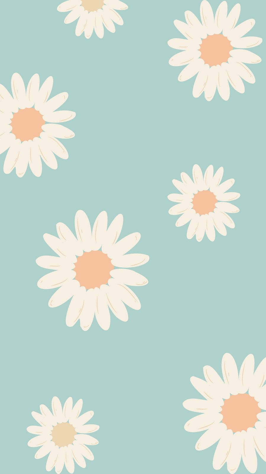 Daisy Pattern On A Blue Background Background