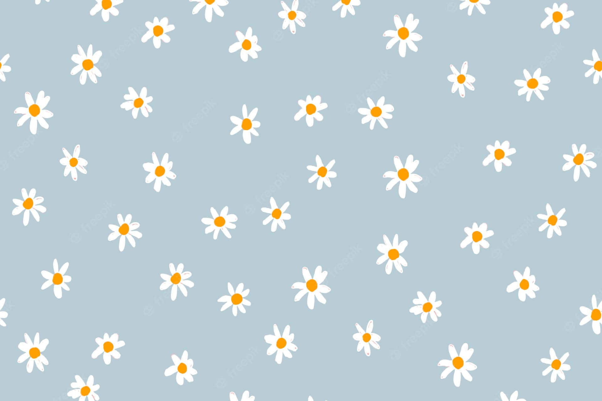 Daisy Pattern On A Blue Background