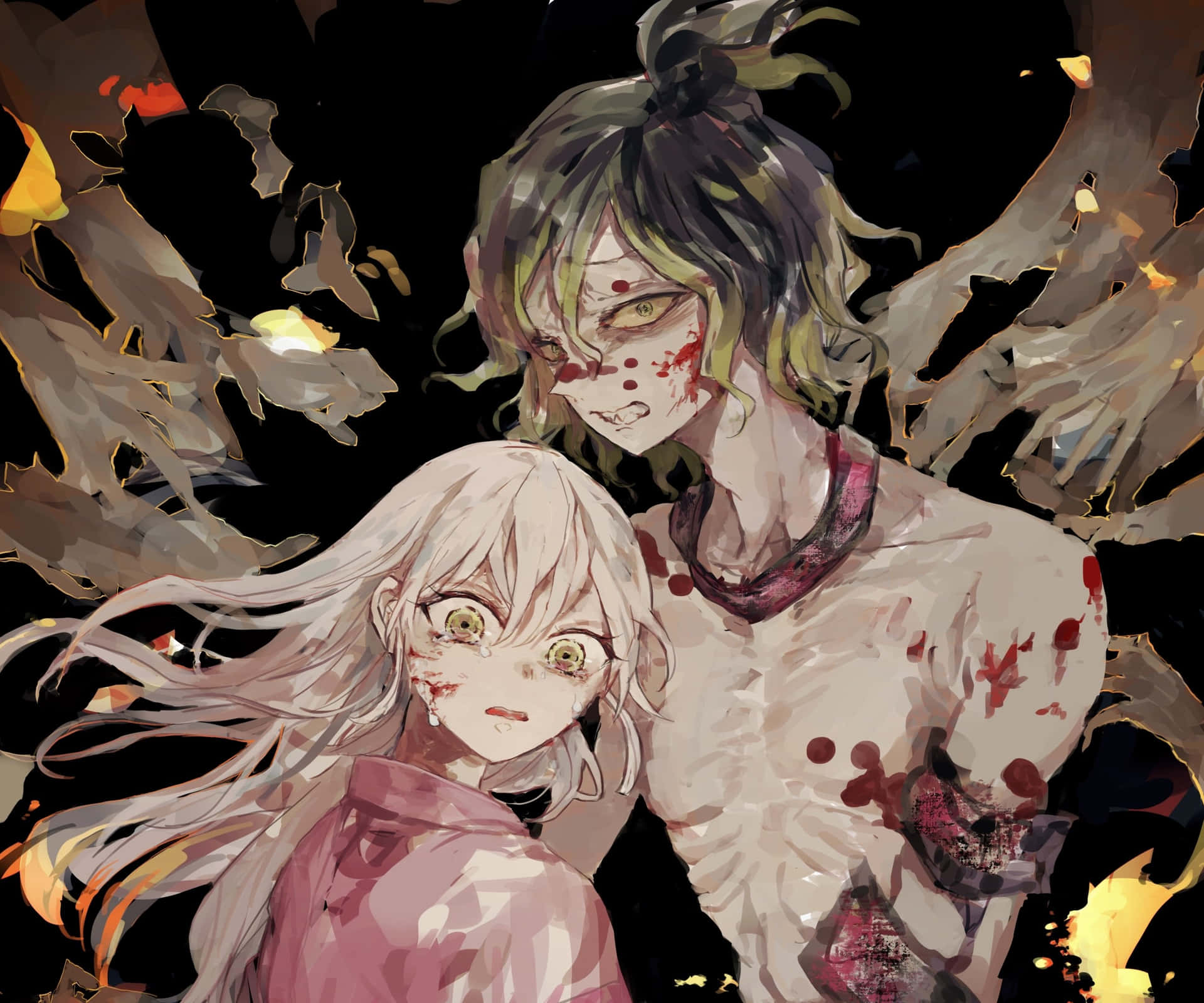 Daki Demon Slayer Wounded Gyutaro Background