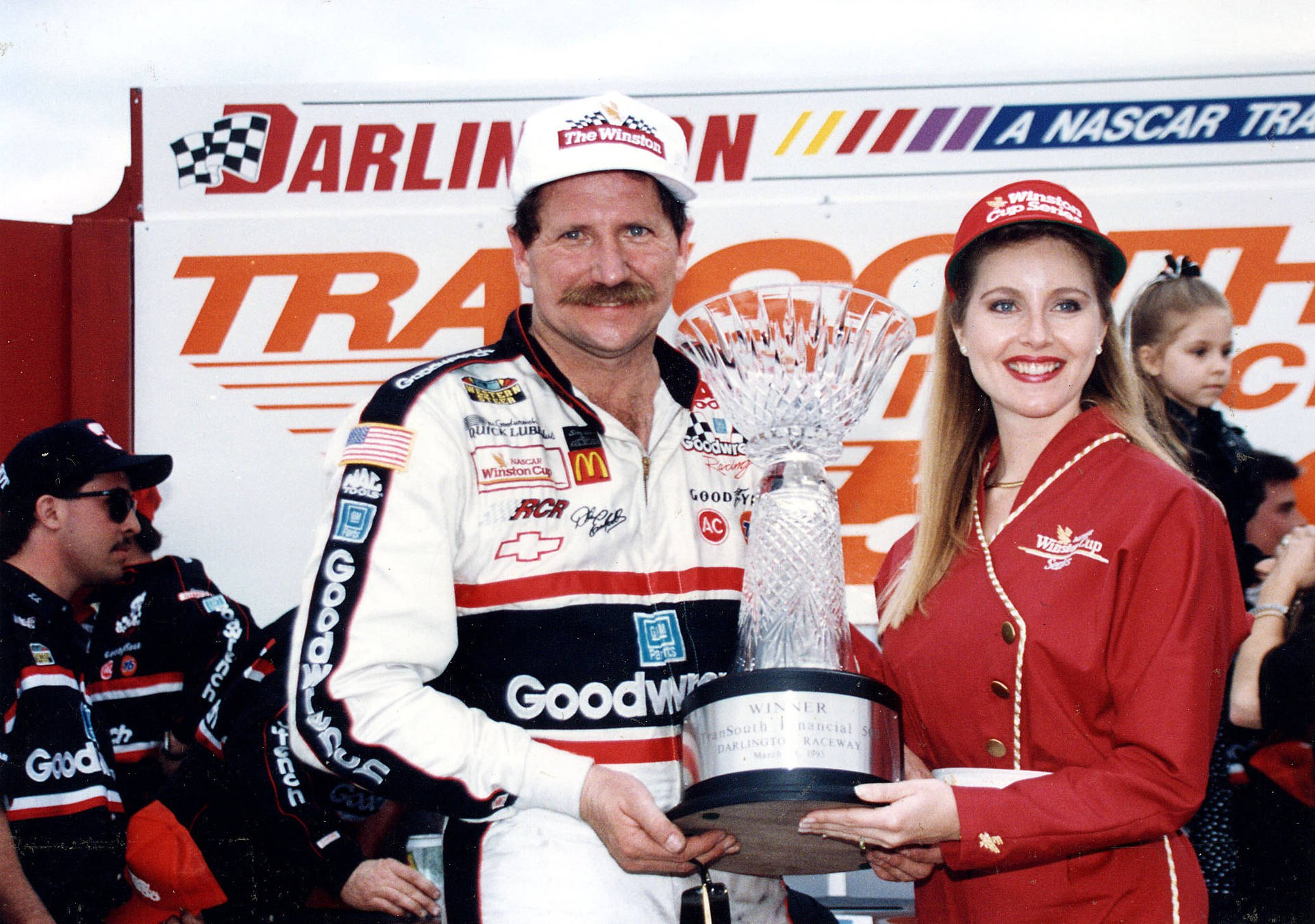 Dale Earnhardt Receiving Trophy Background