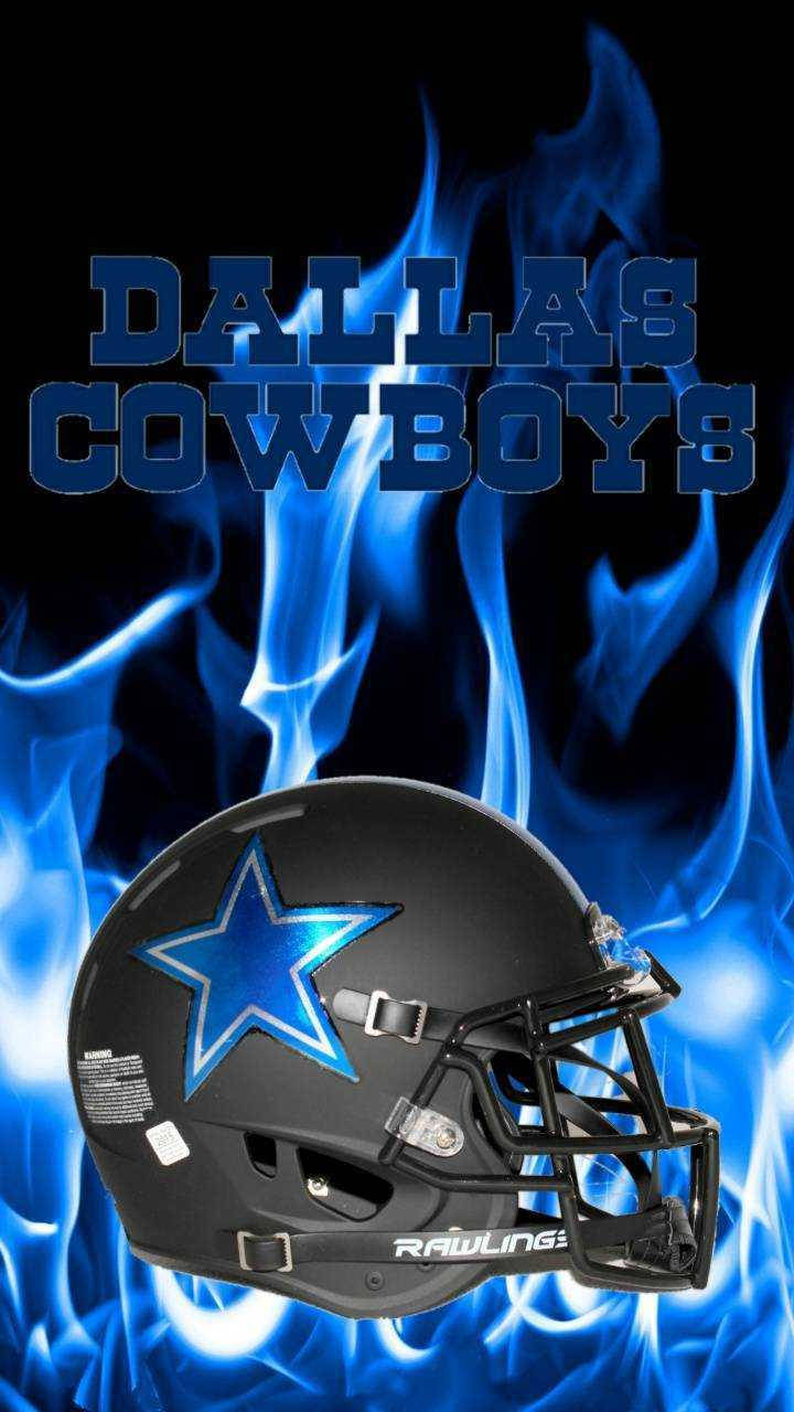 Dallas Cowboys Logo Helmet With Blue Flame Background