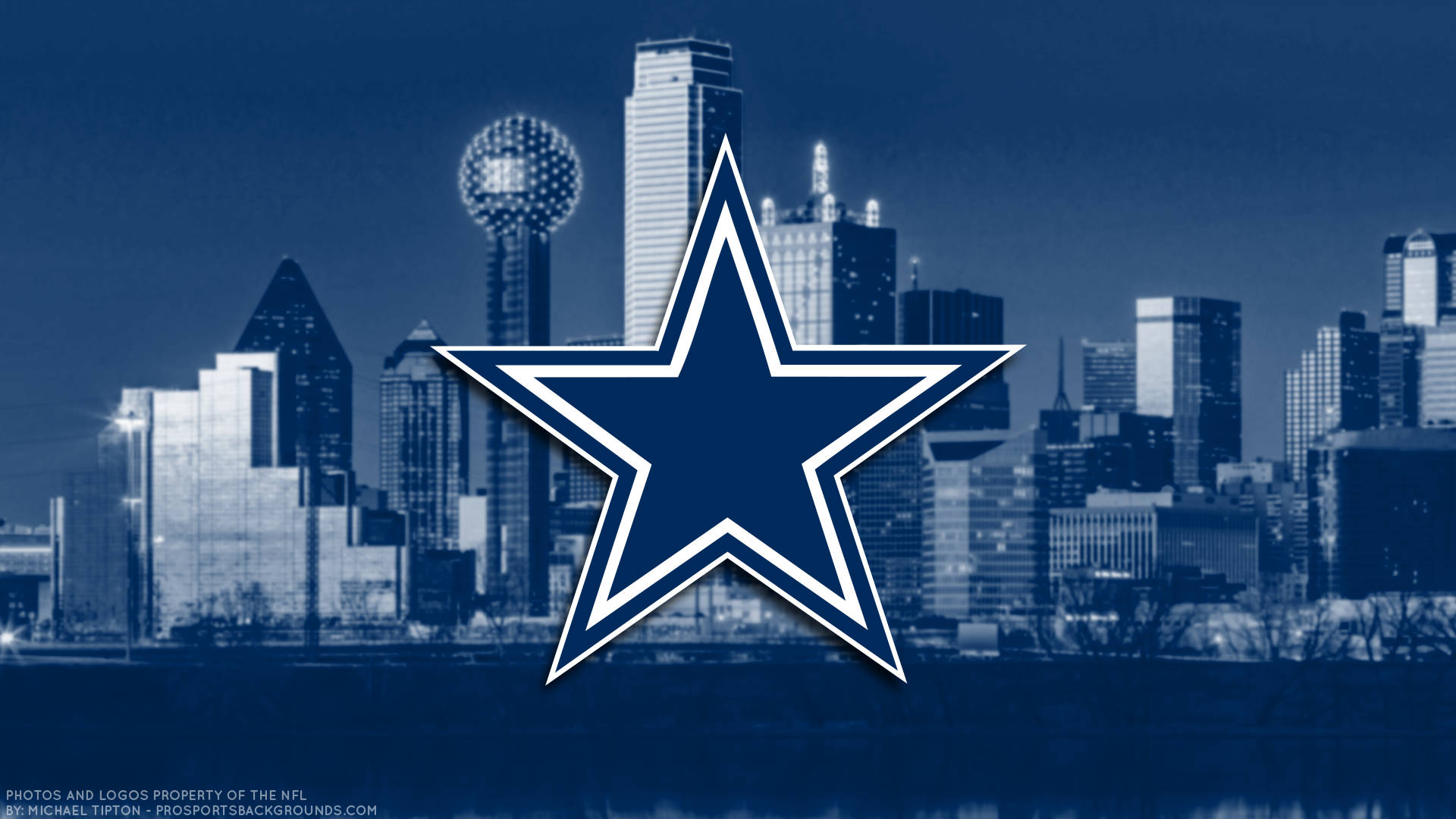 Dallas Cowboys Logo With City Backdrop Background