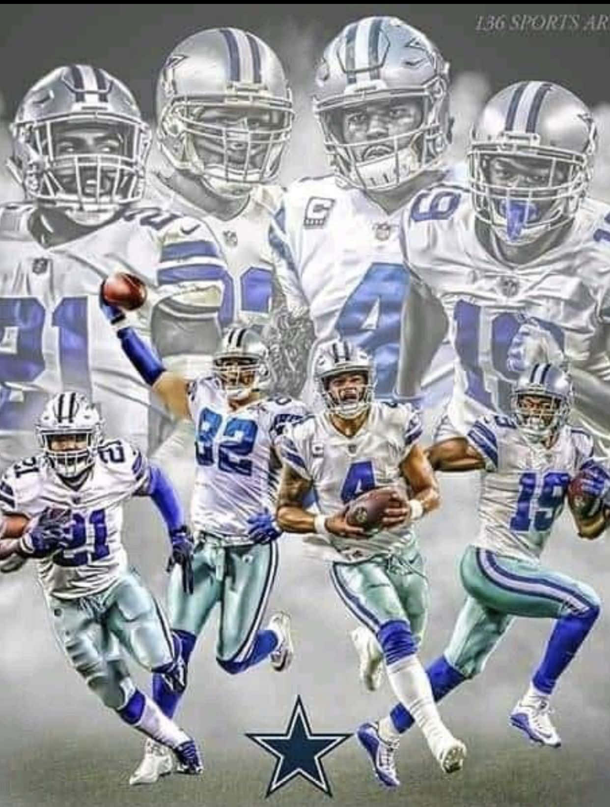 Dallas Cowboys Players Celebrating Big Win Background