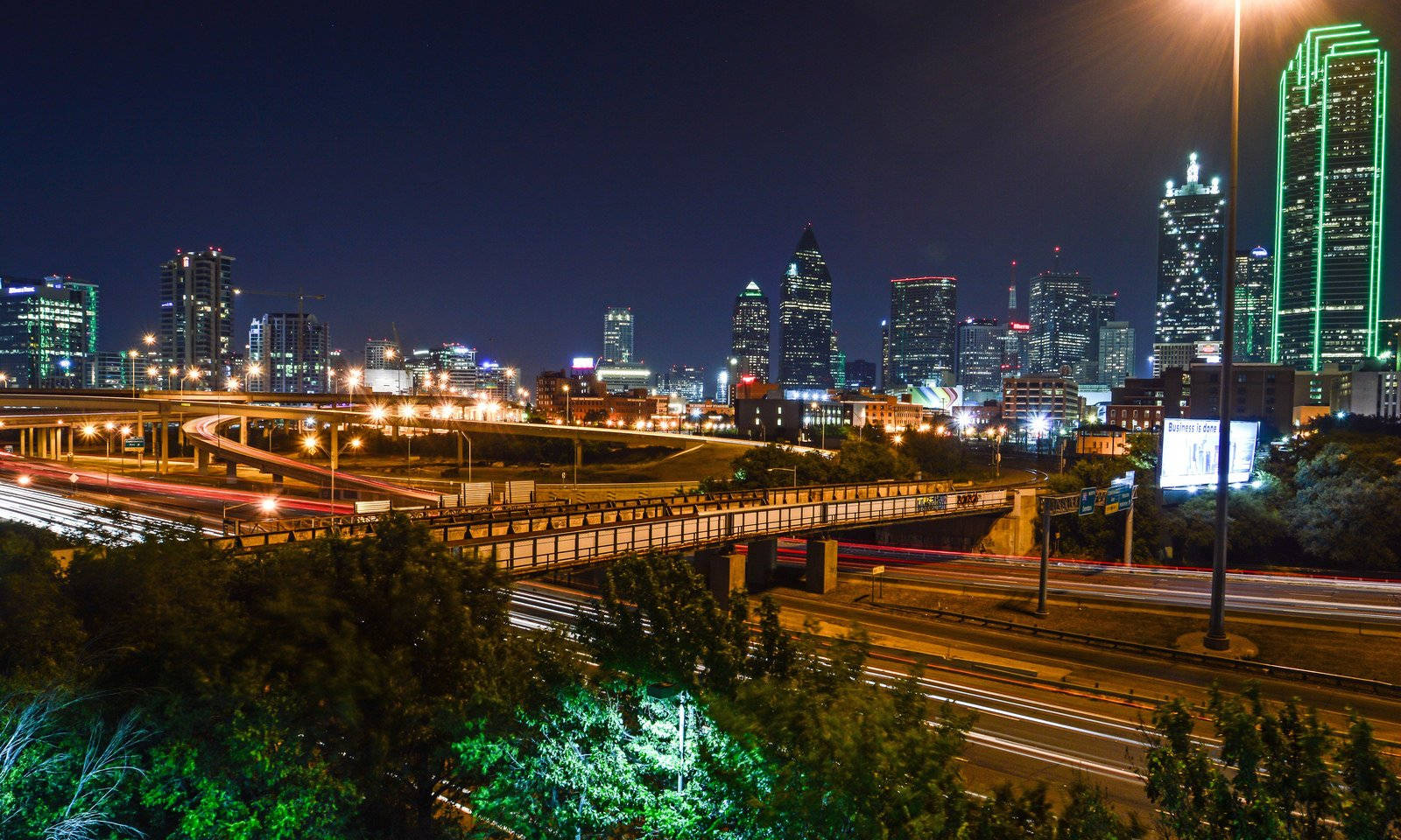 Dallas Skyline Highway Skyway Background