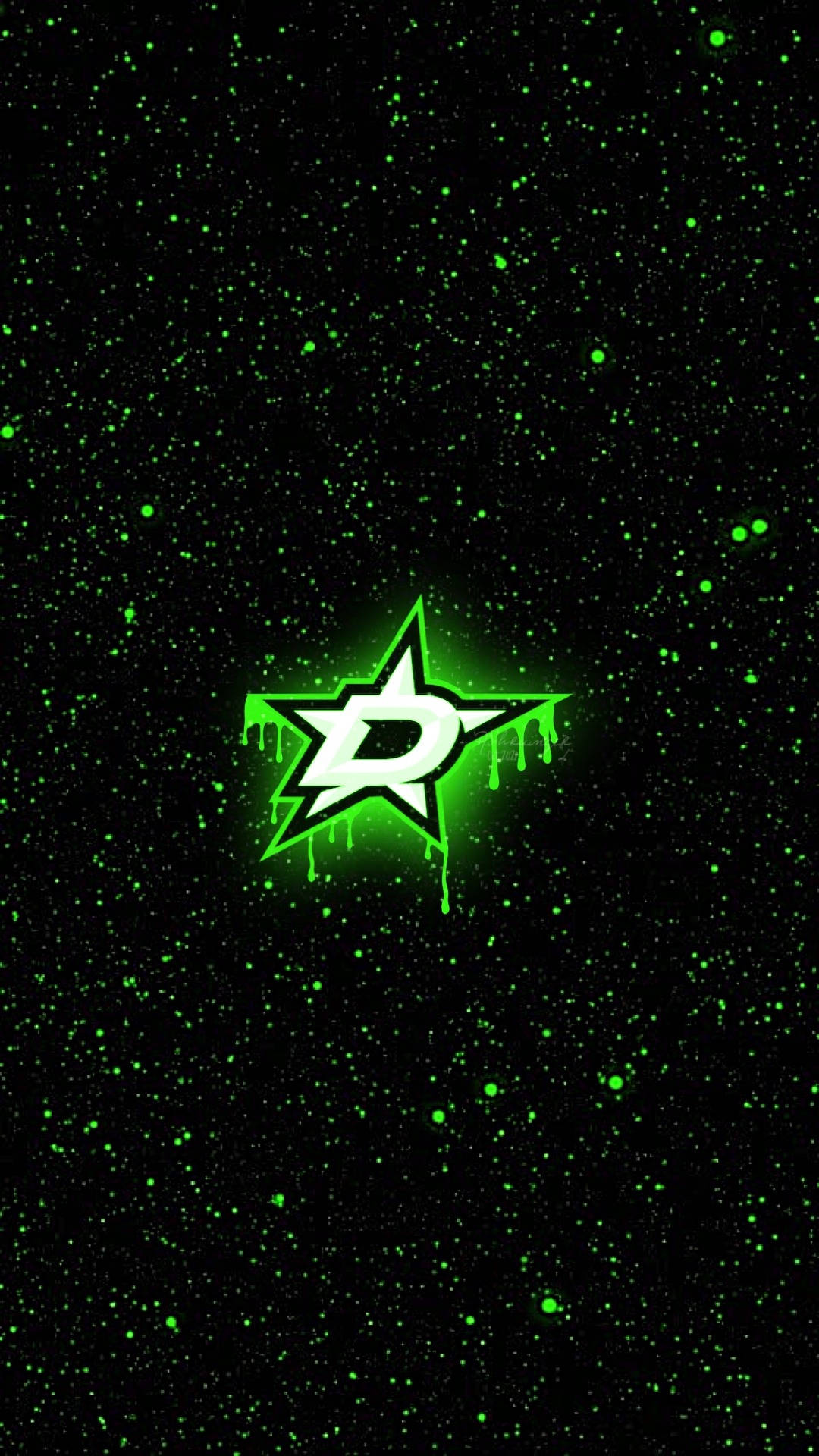 Dallas Stars Dripping Neon Green Background