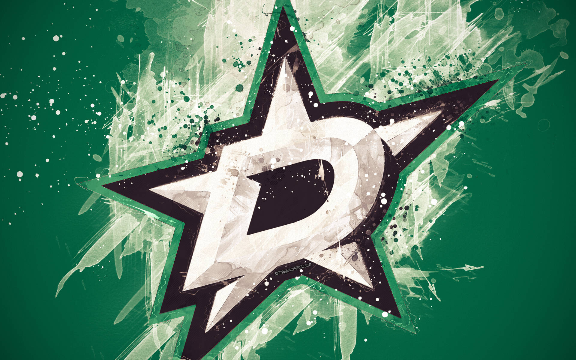 Dallas Stars Grungy Paint Effect Background