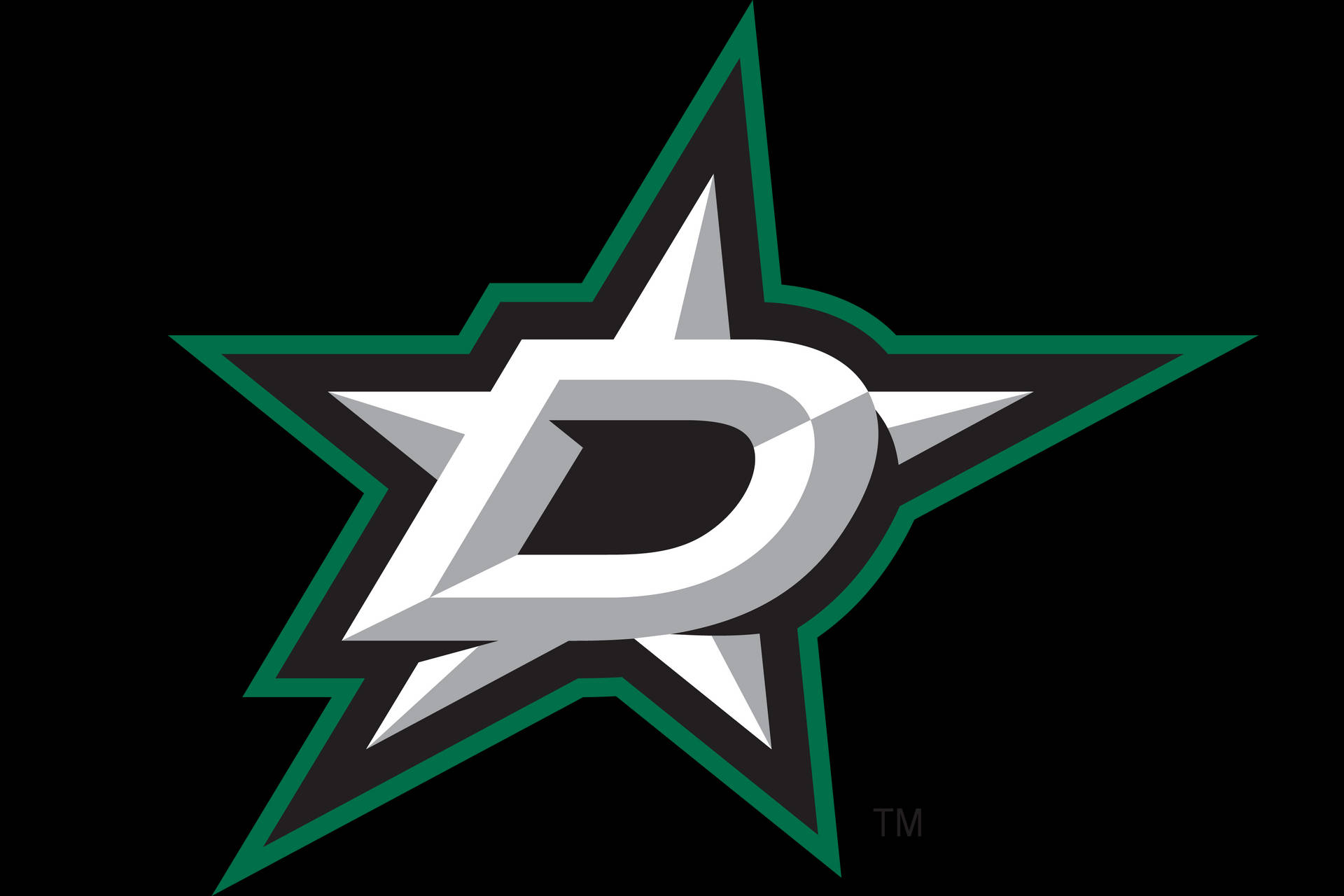 Dallas Stars White Black Green Logo Background