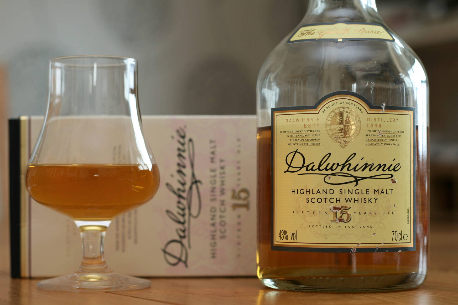 Dalwhinnie 15 Whisky In Snifter Glass Background