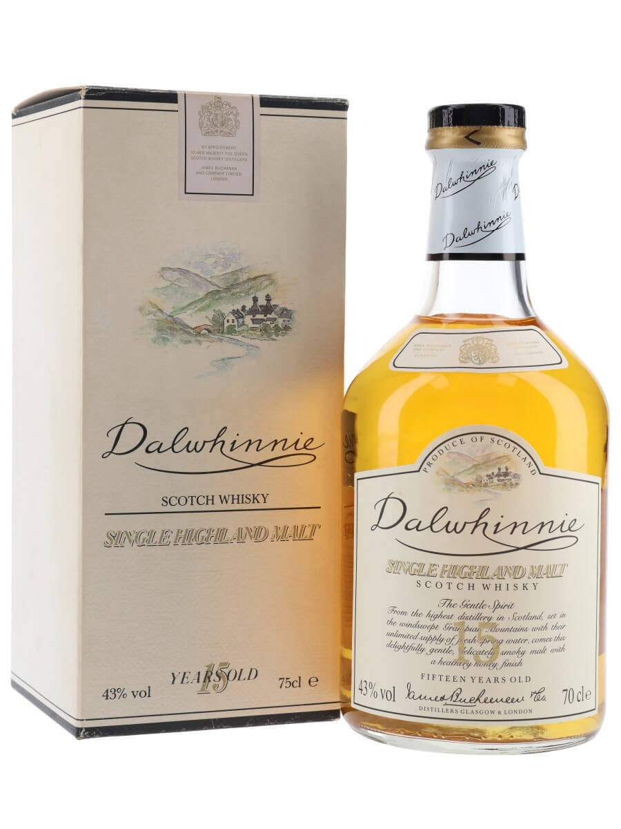 Dalwhinnie Whisky Bottle With White Box Background