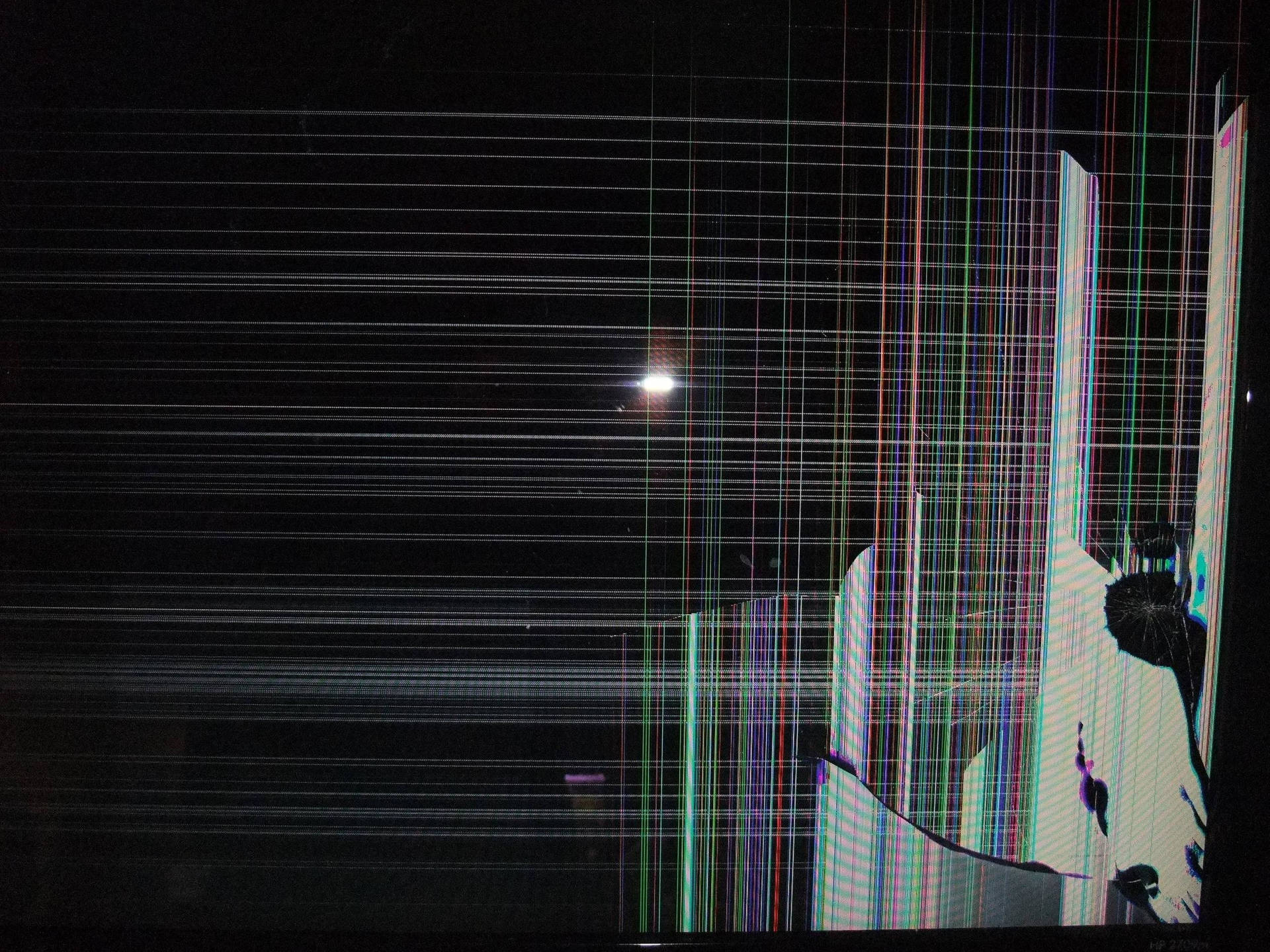 Damaged 4k Television Displaying Colorful Lines