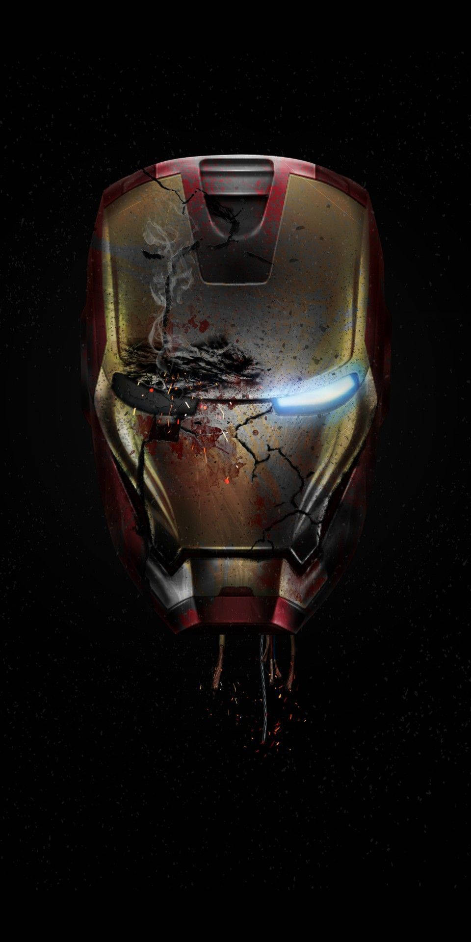 Damaged Face Of Iron Man Android Background