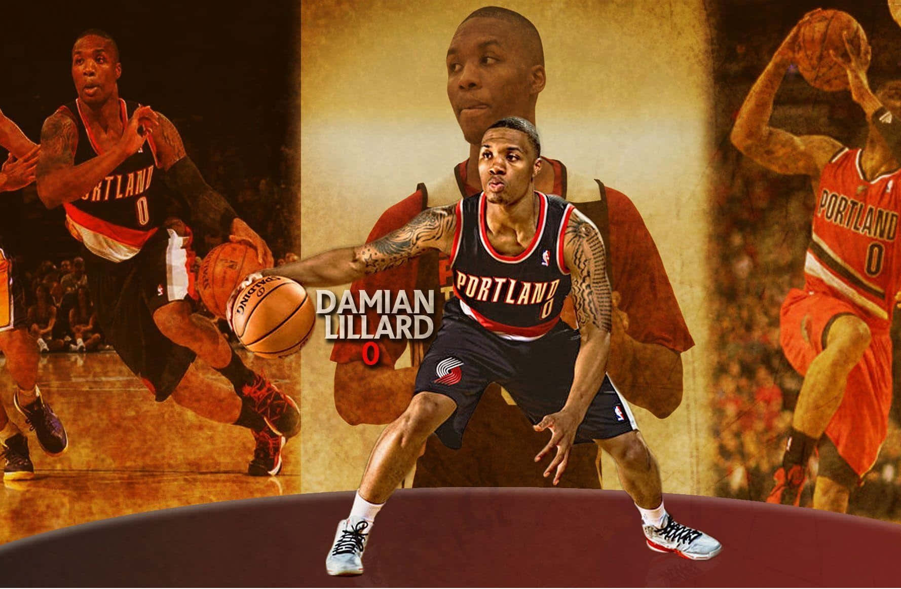 Damian Lillard Portland Trail Blazers Collage Background