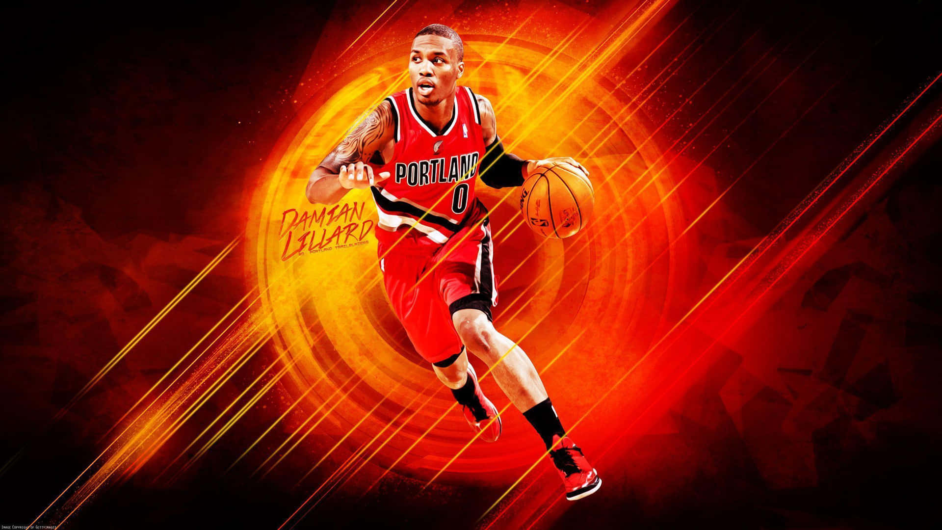 Damian Lillard Portland Trail Blazers Dynamic Play Background