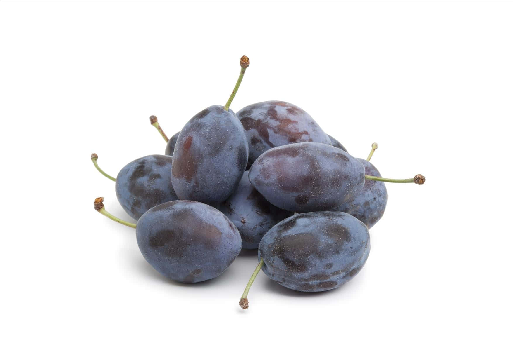 Damson Plums Bunch With Stems Background