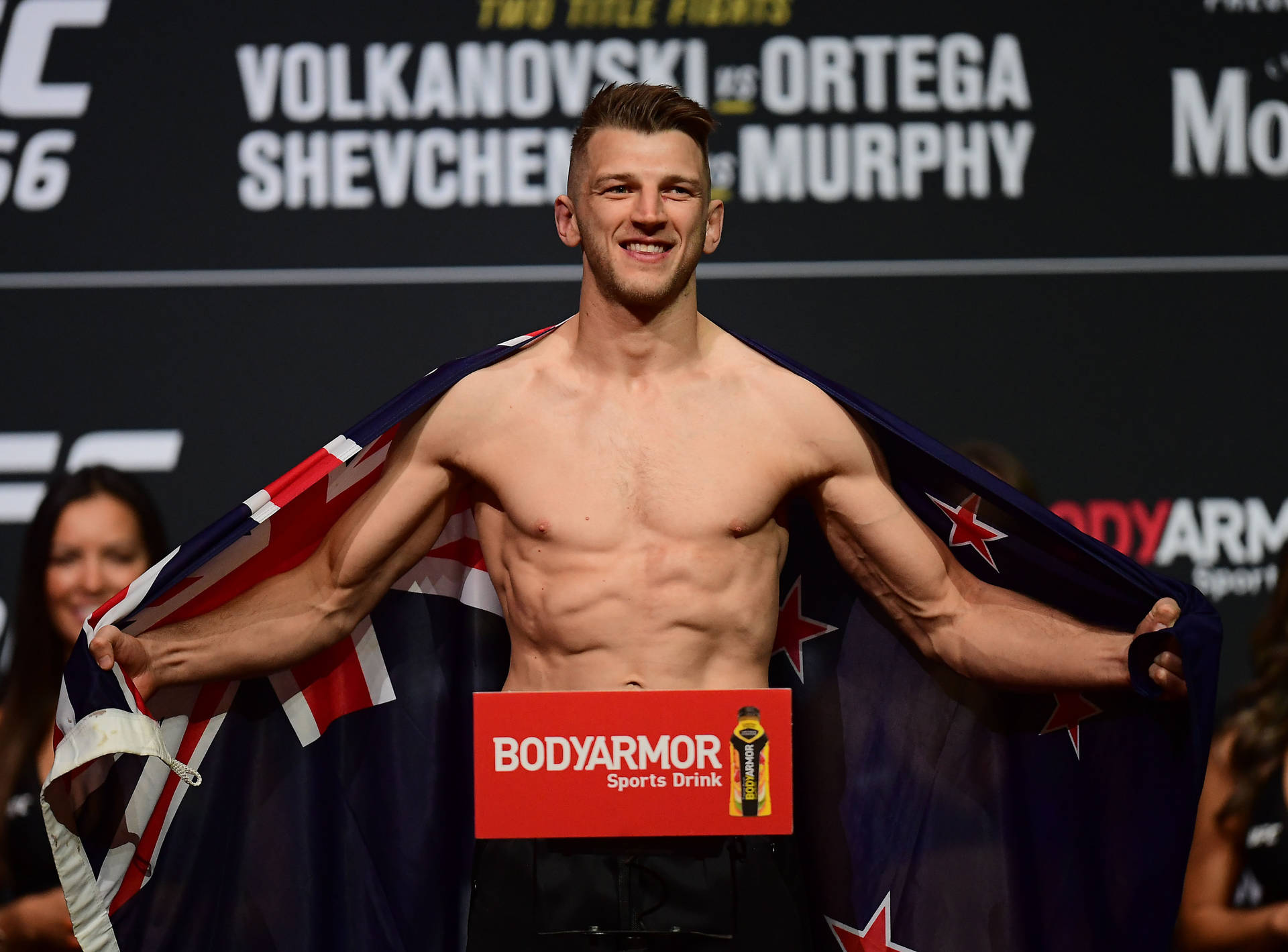 Dan Hooker Draped With Flag Background