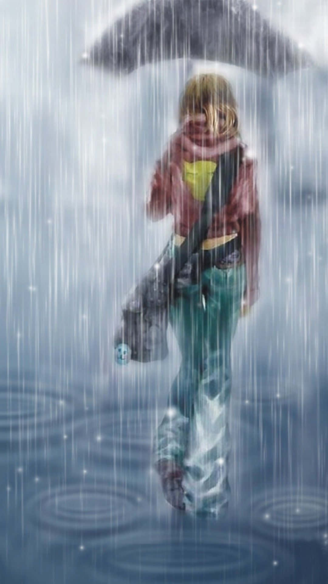 Dance In The Rain With This Quirky Anime Character Background