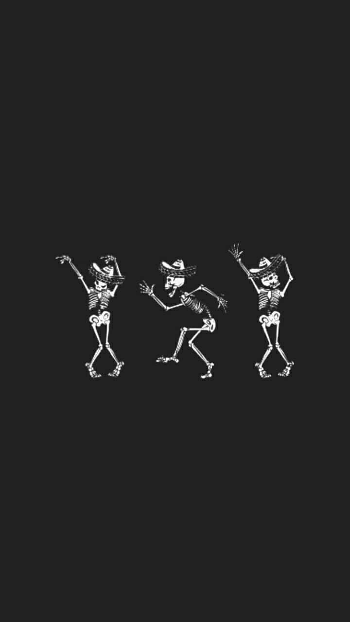 Dancing Skeletons Grunge Halloween Background