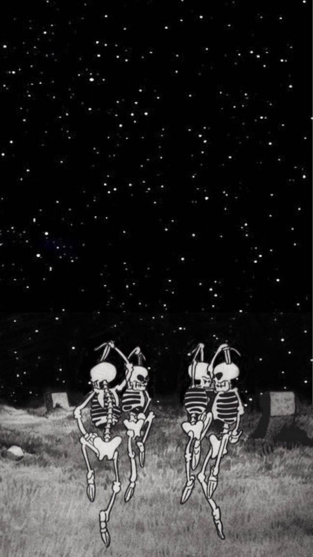 Dancing Skeletons Halloween Phone Background