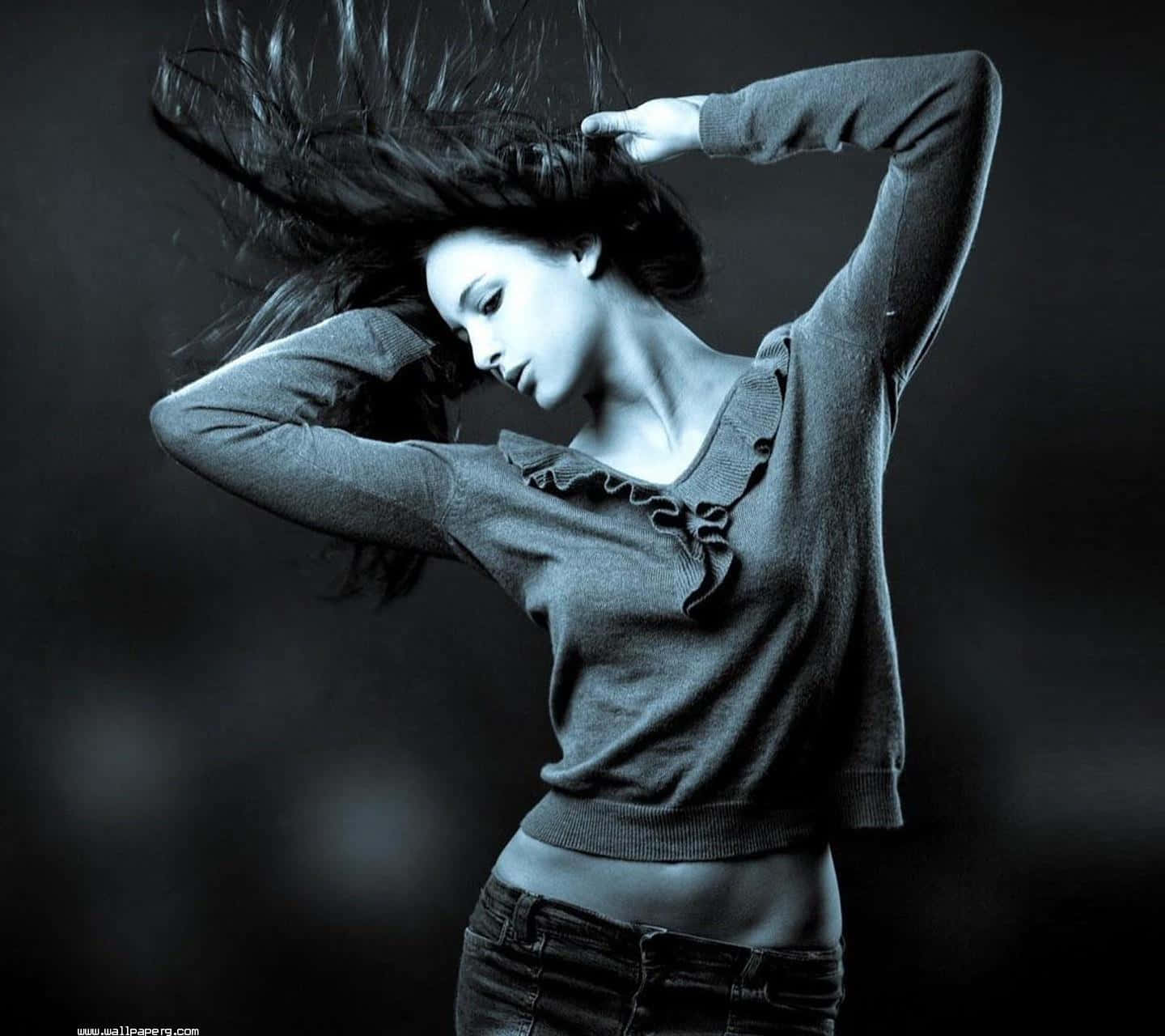 Dancing Woman Black And White Profile Background