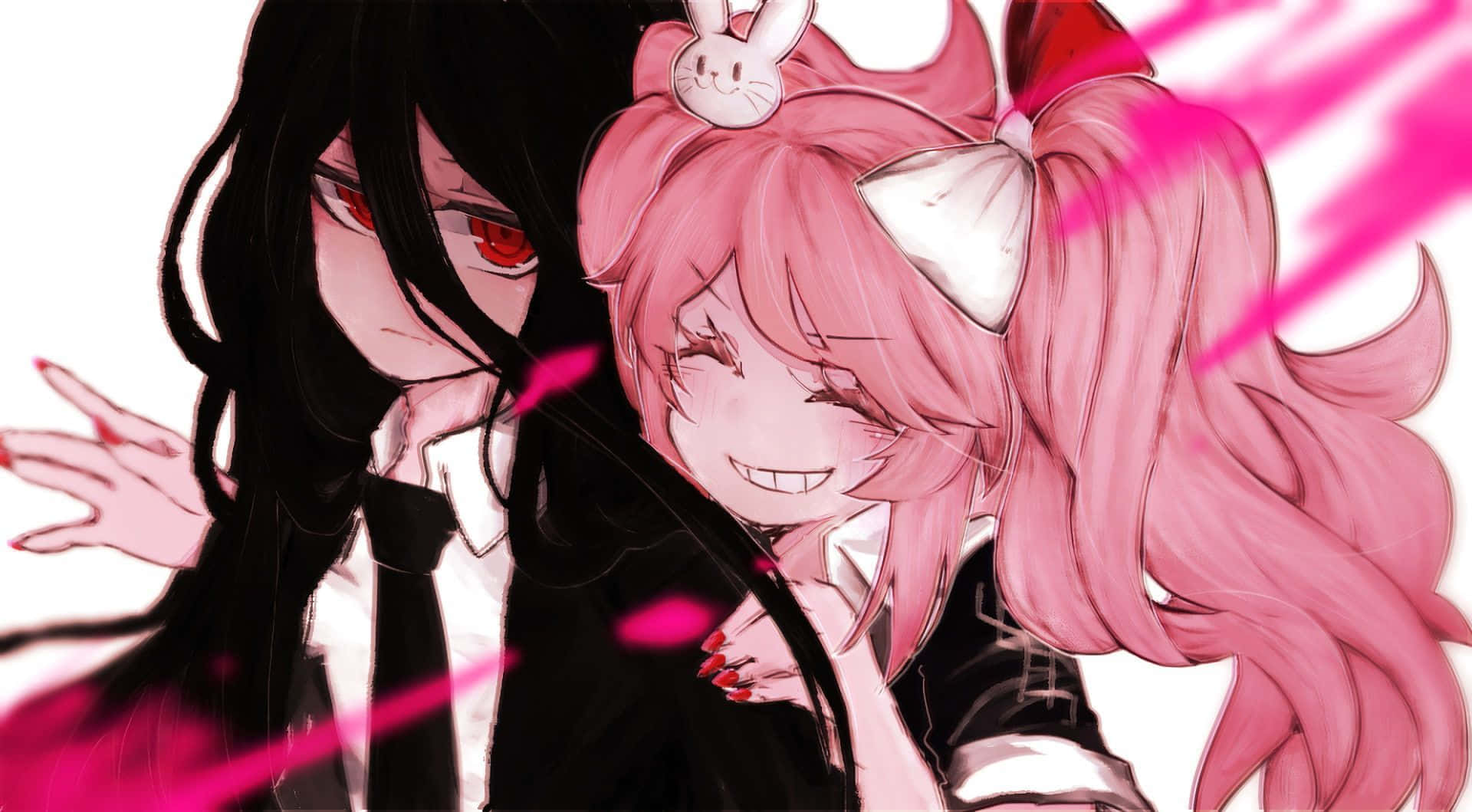 Danganronpa 2 Goodbye Despair Junko Izuru Hugging Background