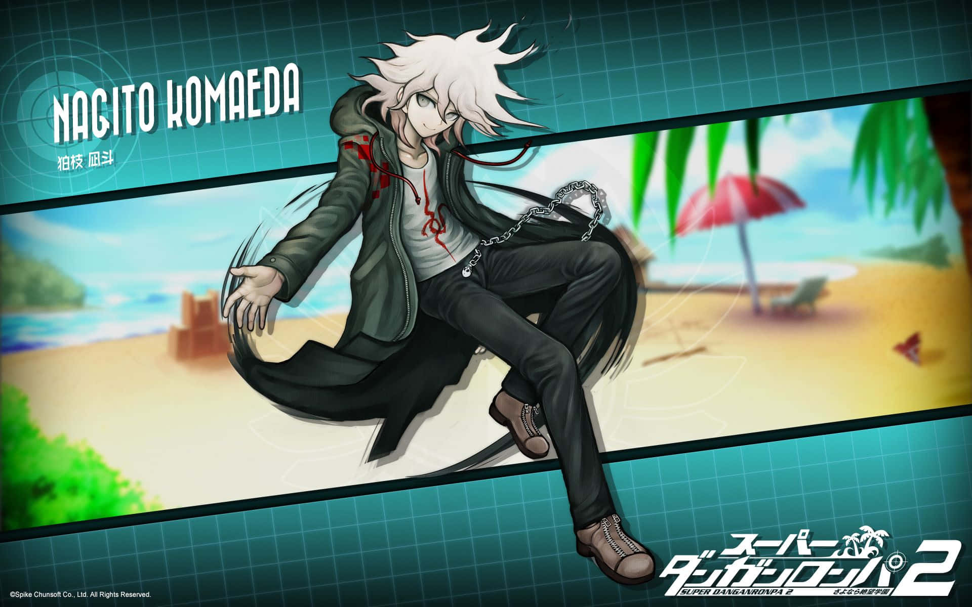 Danganronpa 2 Goodbye Despair Nagito Komaeda Blue Beach Background