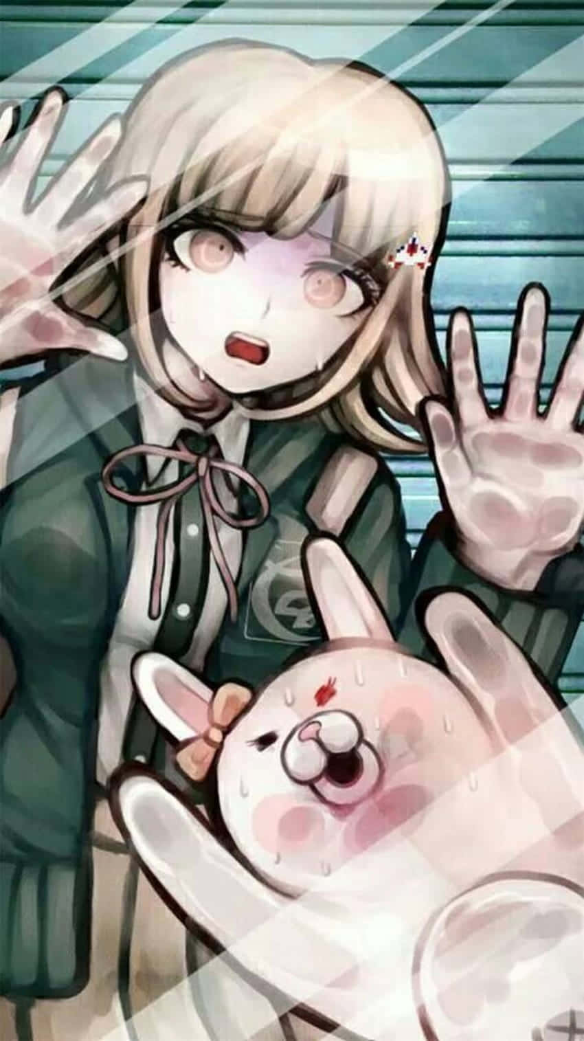 Danganronpa Character Behind Glass Background