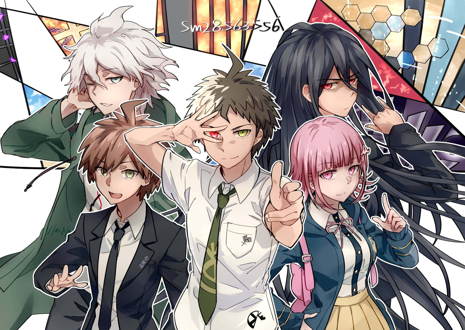 Danganronpa Characters Group Pose Background