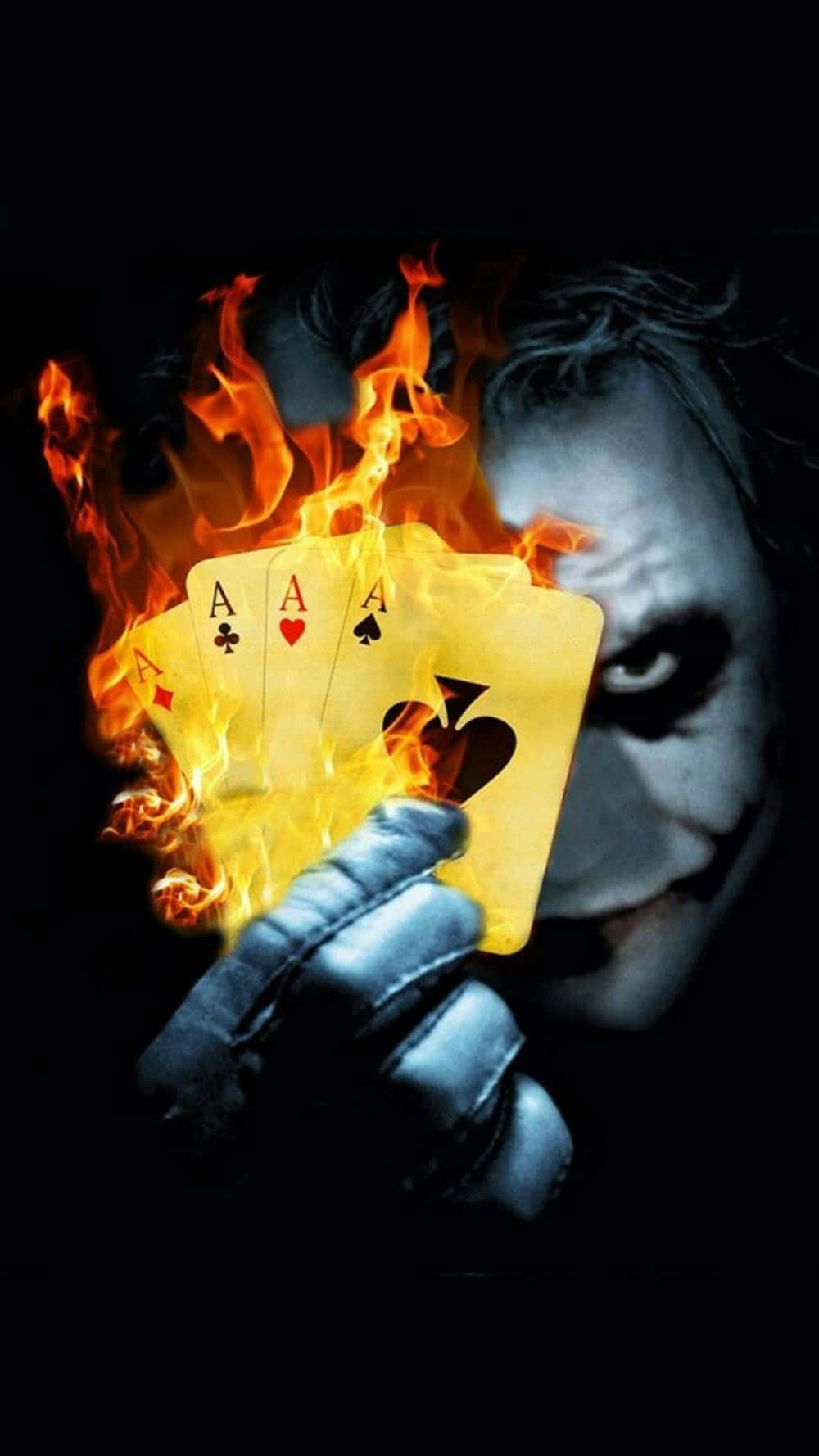 Dangerous Joker Scary Cards Fire Background