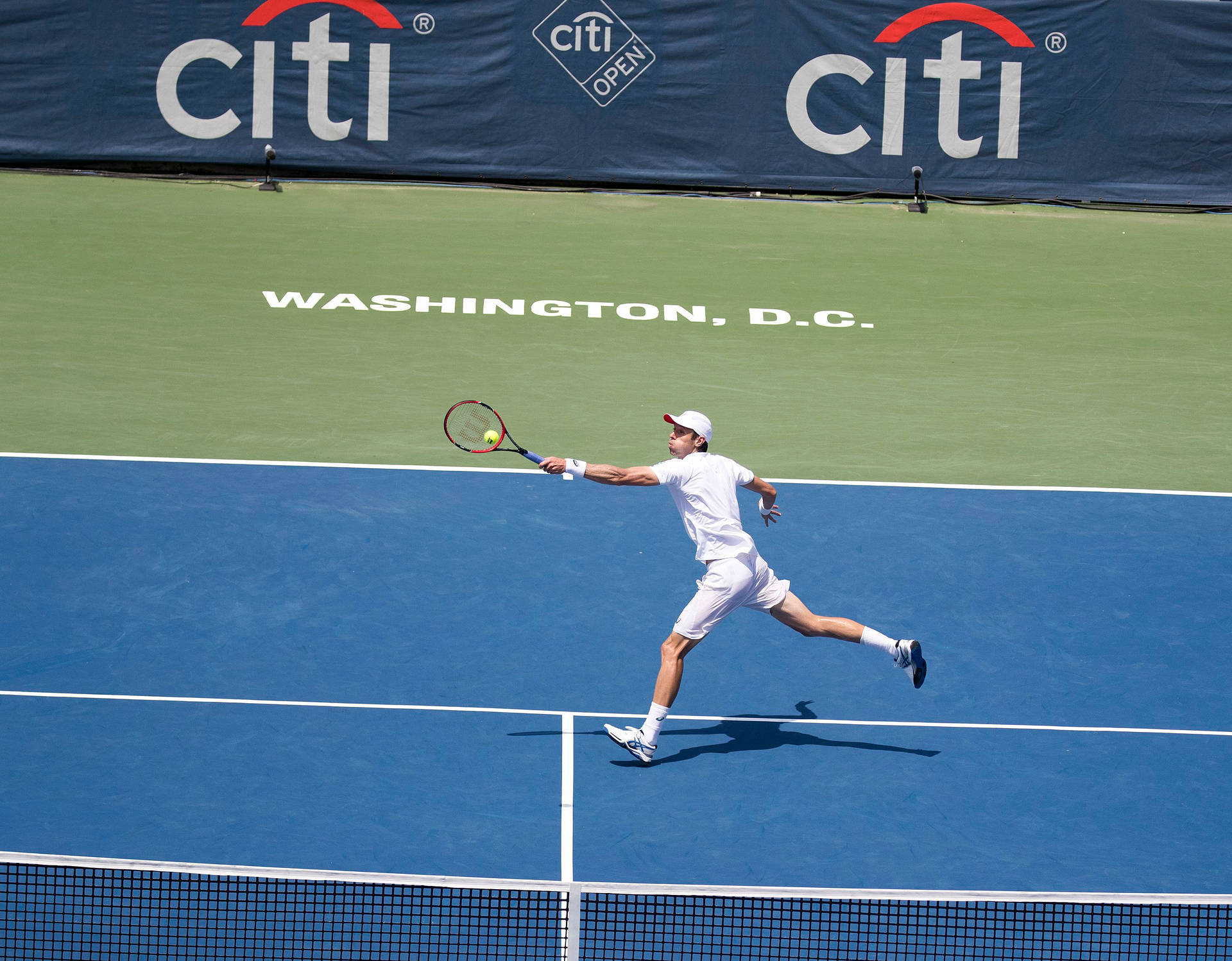 Daniel Nestor In Action At The Citi Open Tennis Tournament