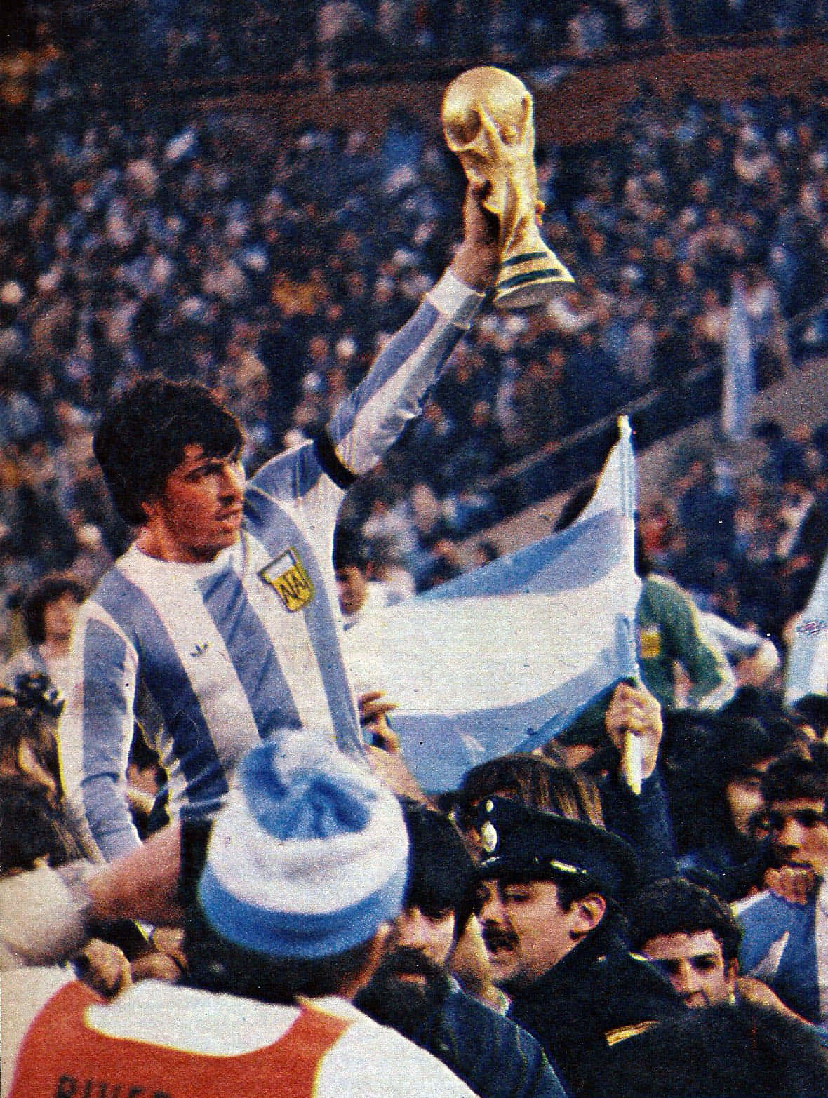 Daniel Passarella Golden World Cup Trophy Background