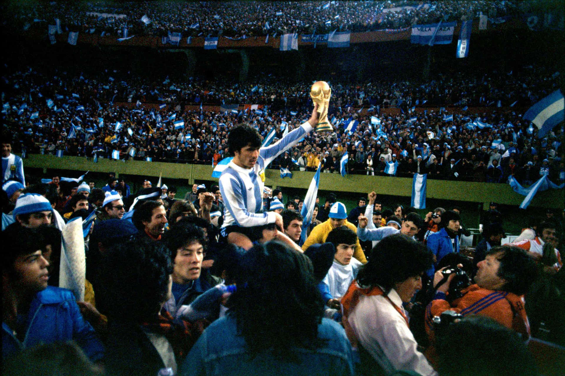 Daniel Passarella Leading In The 1978 Fifa World Cup Background