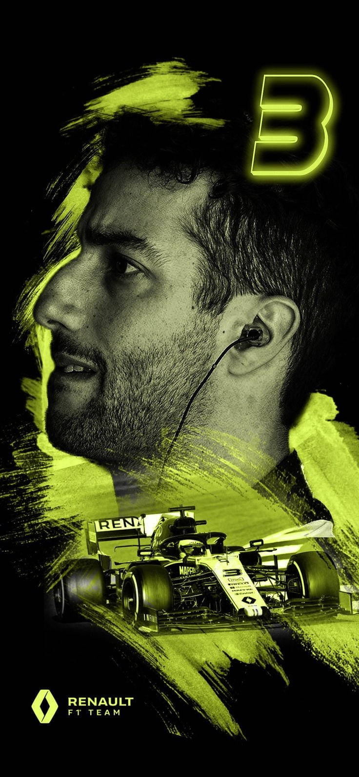 Daniel Ricciardo In Green And Black Abstract Background
